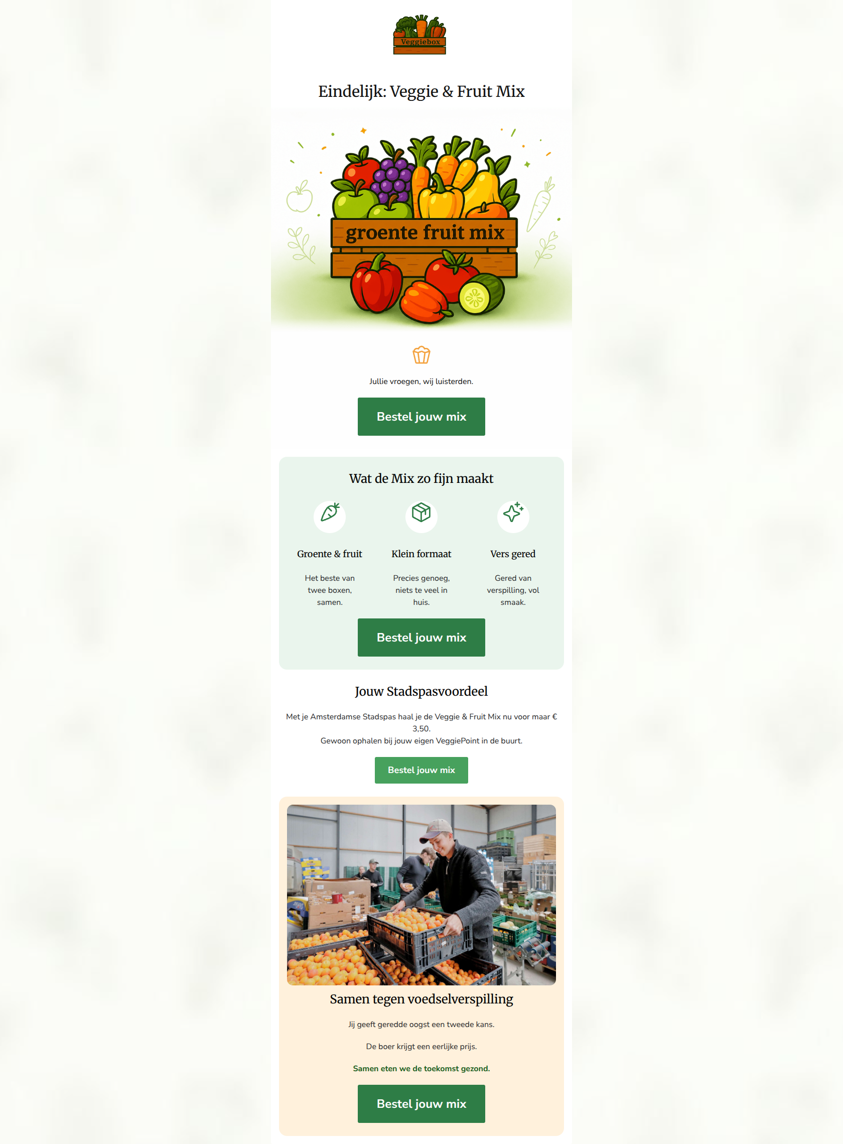 Email design: Eindelijk: de Veggie & Fruit Mix is er!