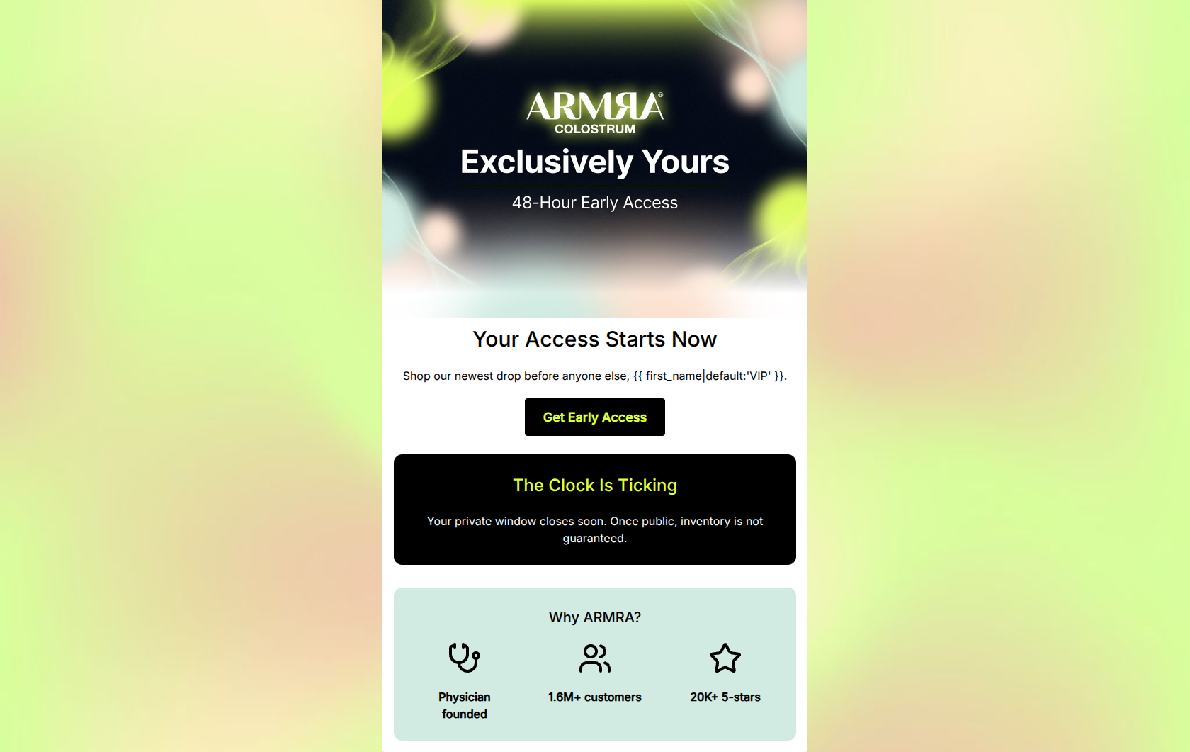 Email design: You're in. Early access starts now.