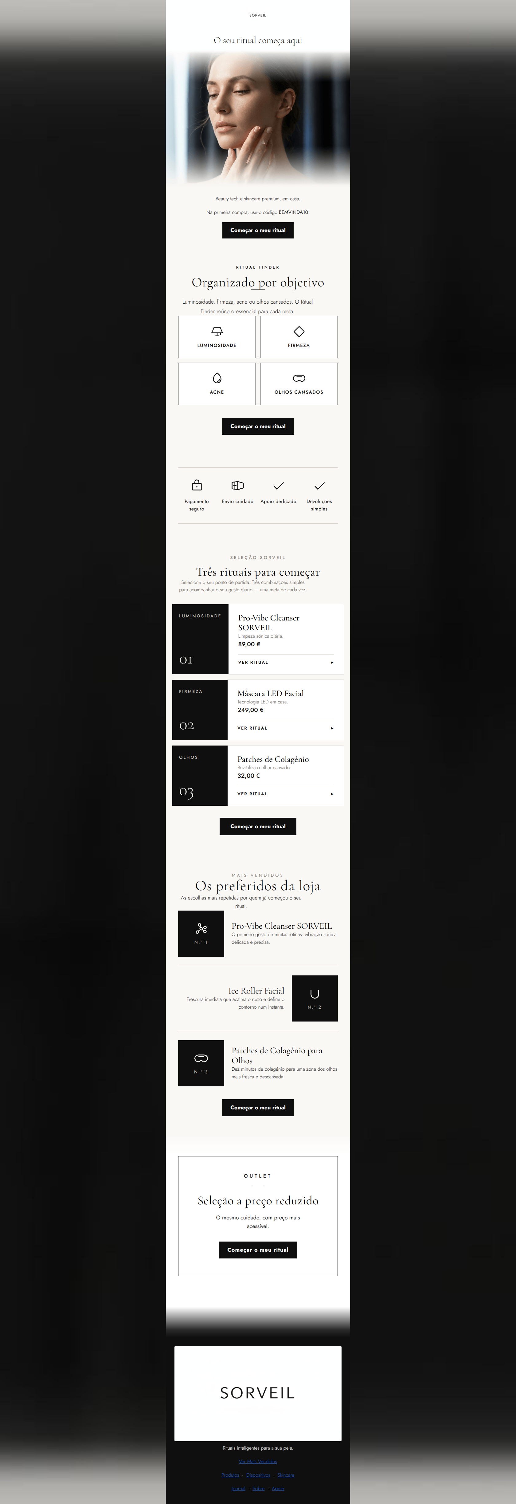 Email design: Bem-vinda à SORVEIL: comece o seu ritual