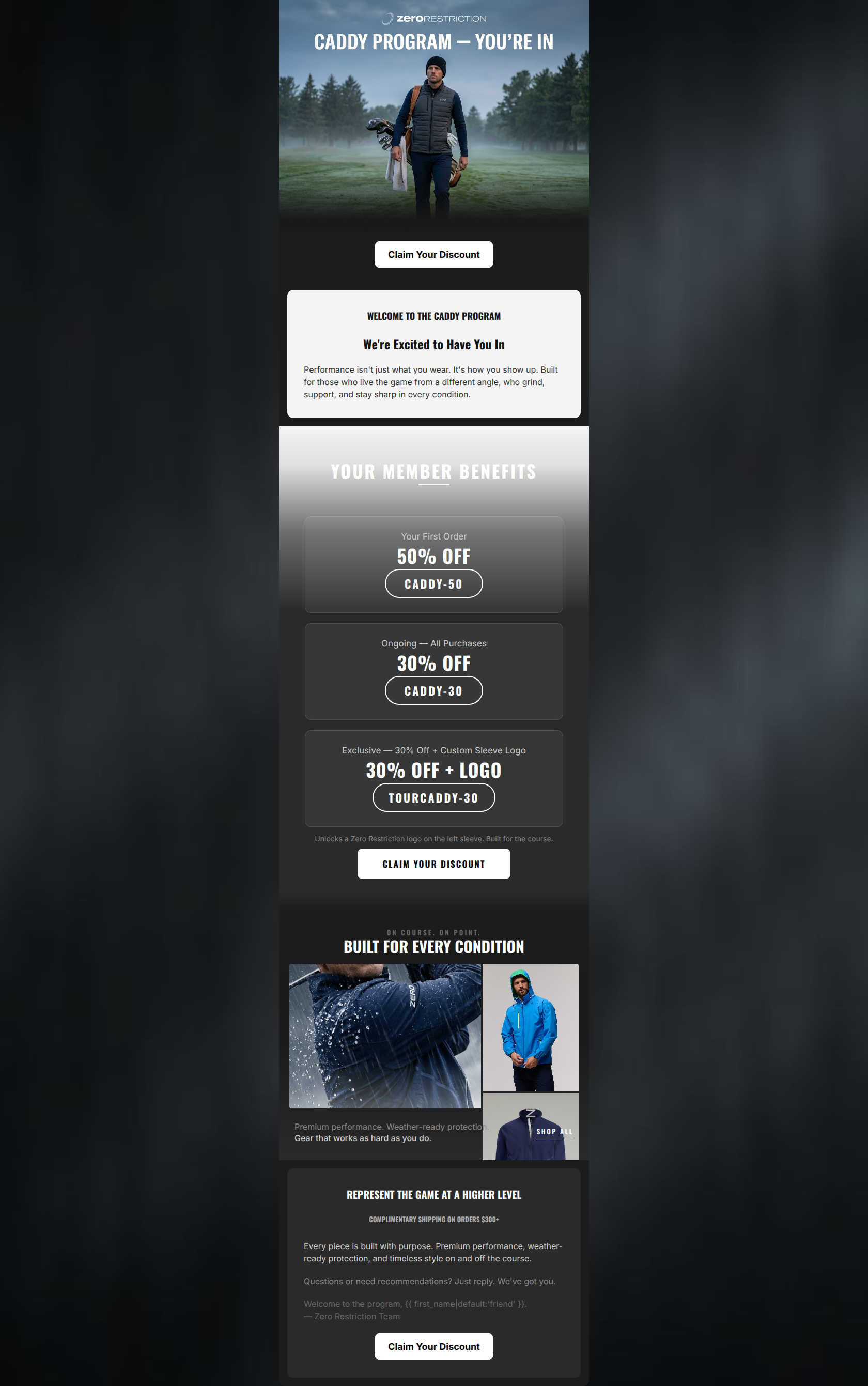 Email design: You're In. Your Perks Await.