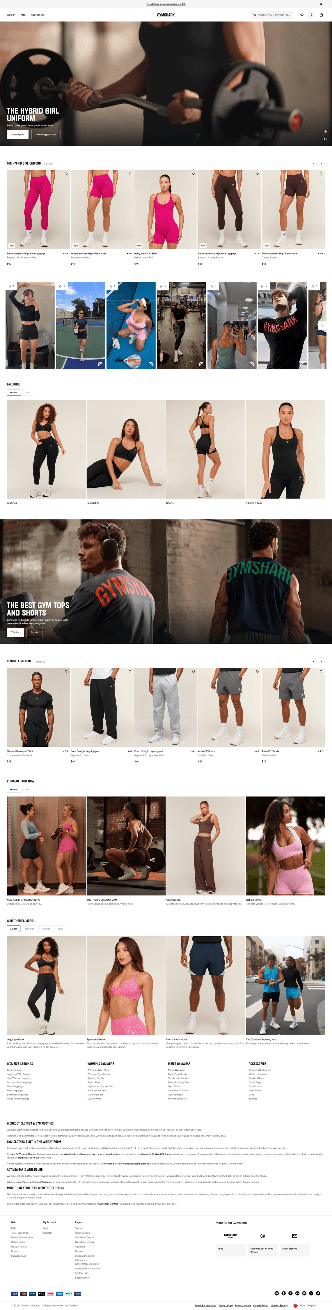 Screenshot of Gymshark