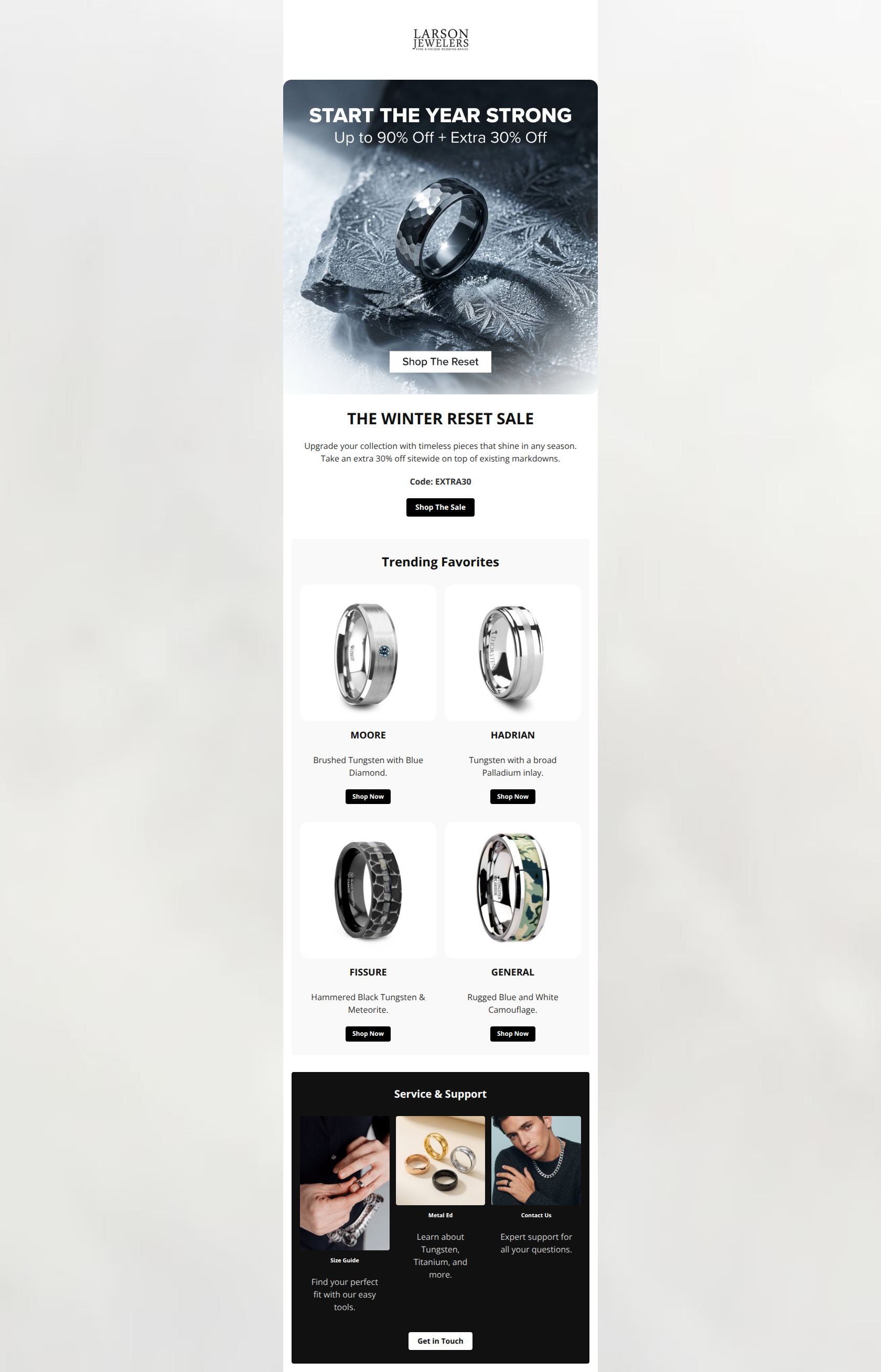 Email design: Winter Reset: Up to 90% Off + Extra 30%