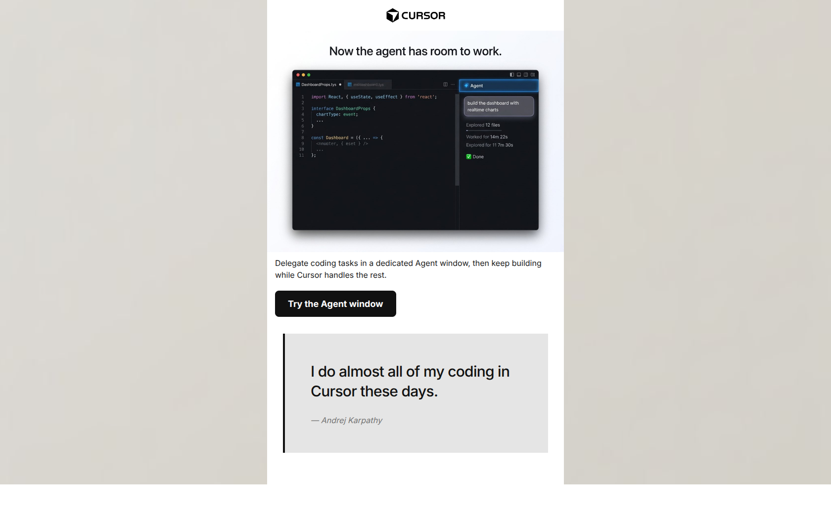 Email design: Now the agent has room to work.