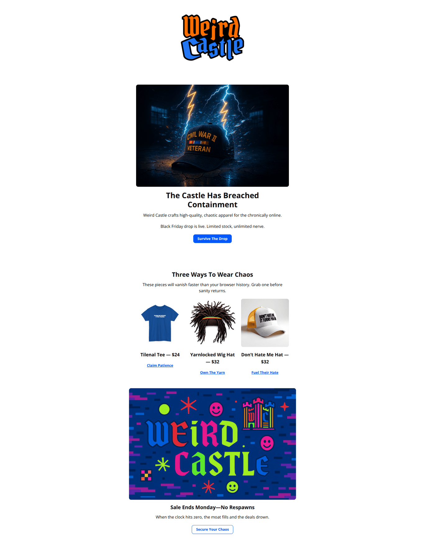 Email design: Your Black Friday nervous breakdown is here.