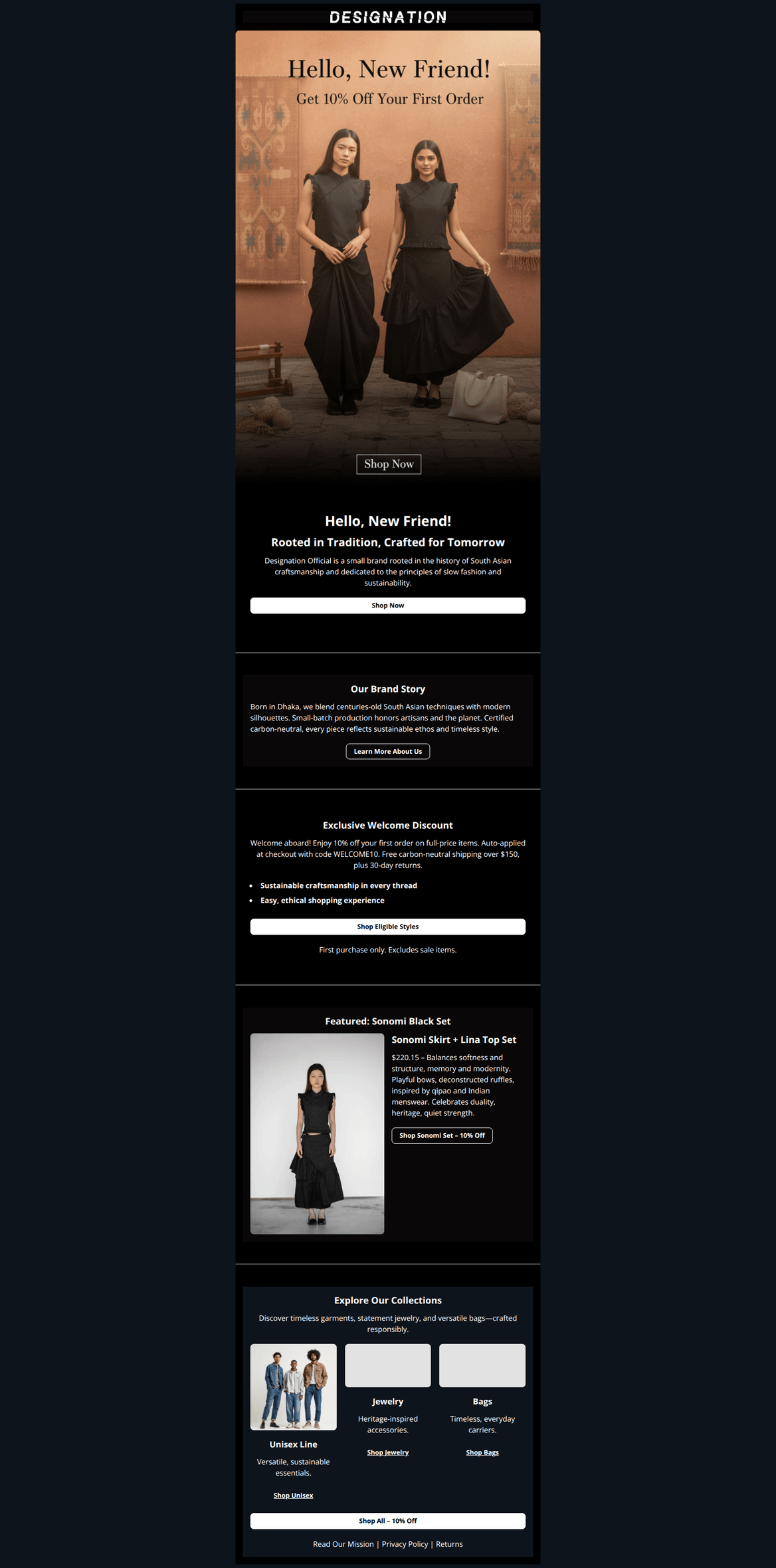 Email design: Welcome! Your 10% Gift Awaits ๐