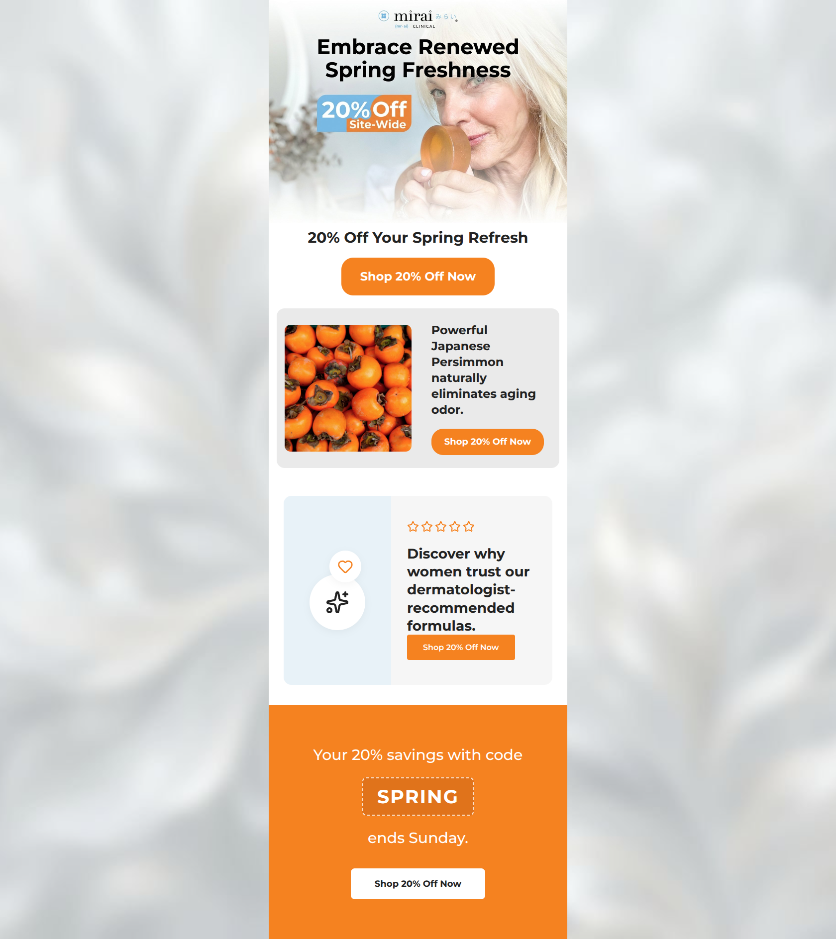 Email design: Spring freshness is here: Save 20% this weekend