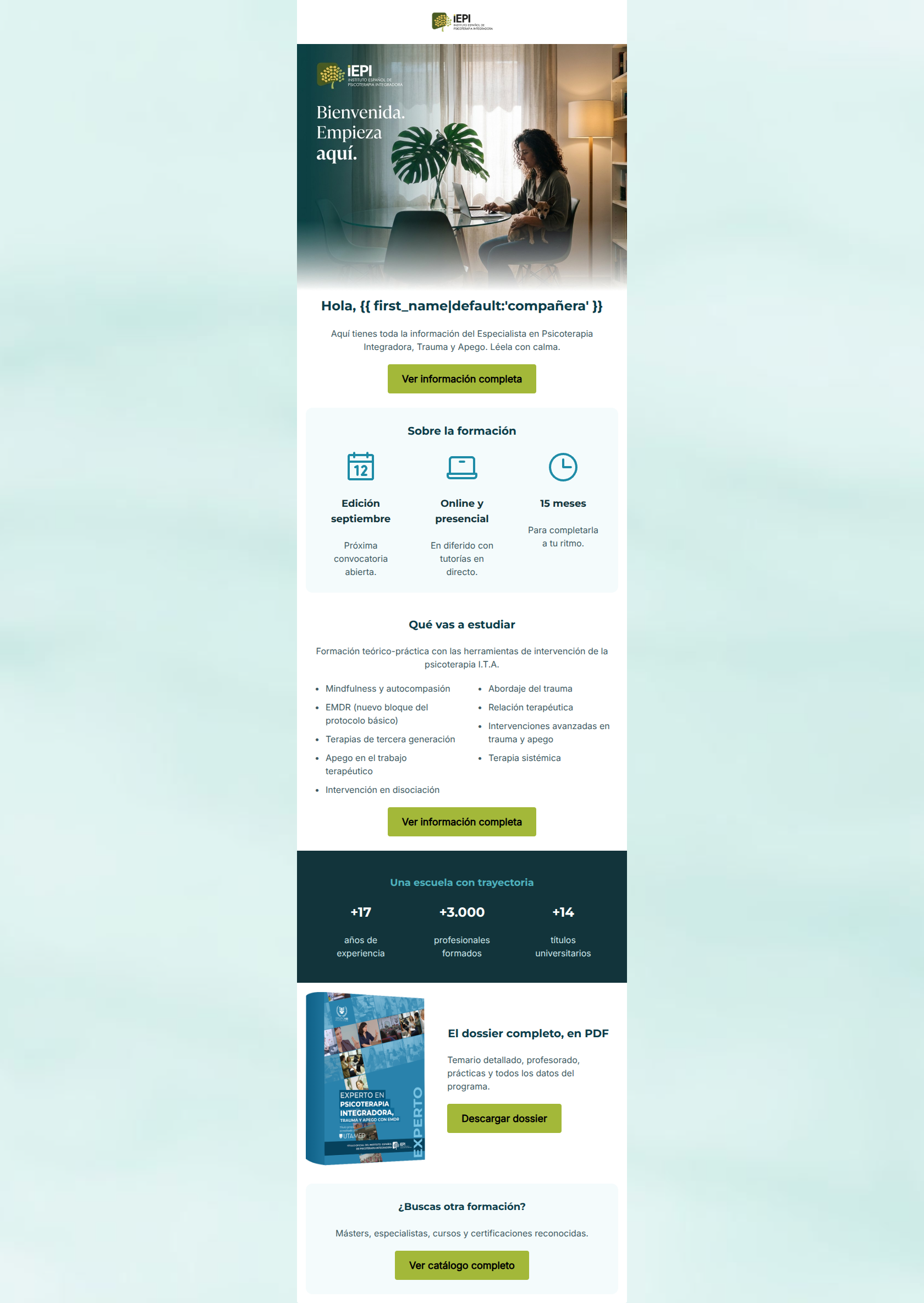 Email design: Te damos la bienvenida al Especialista I.T.A