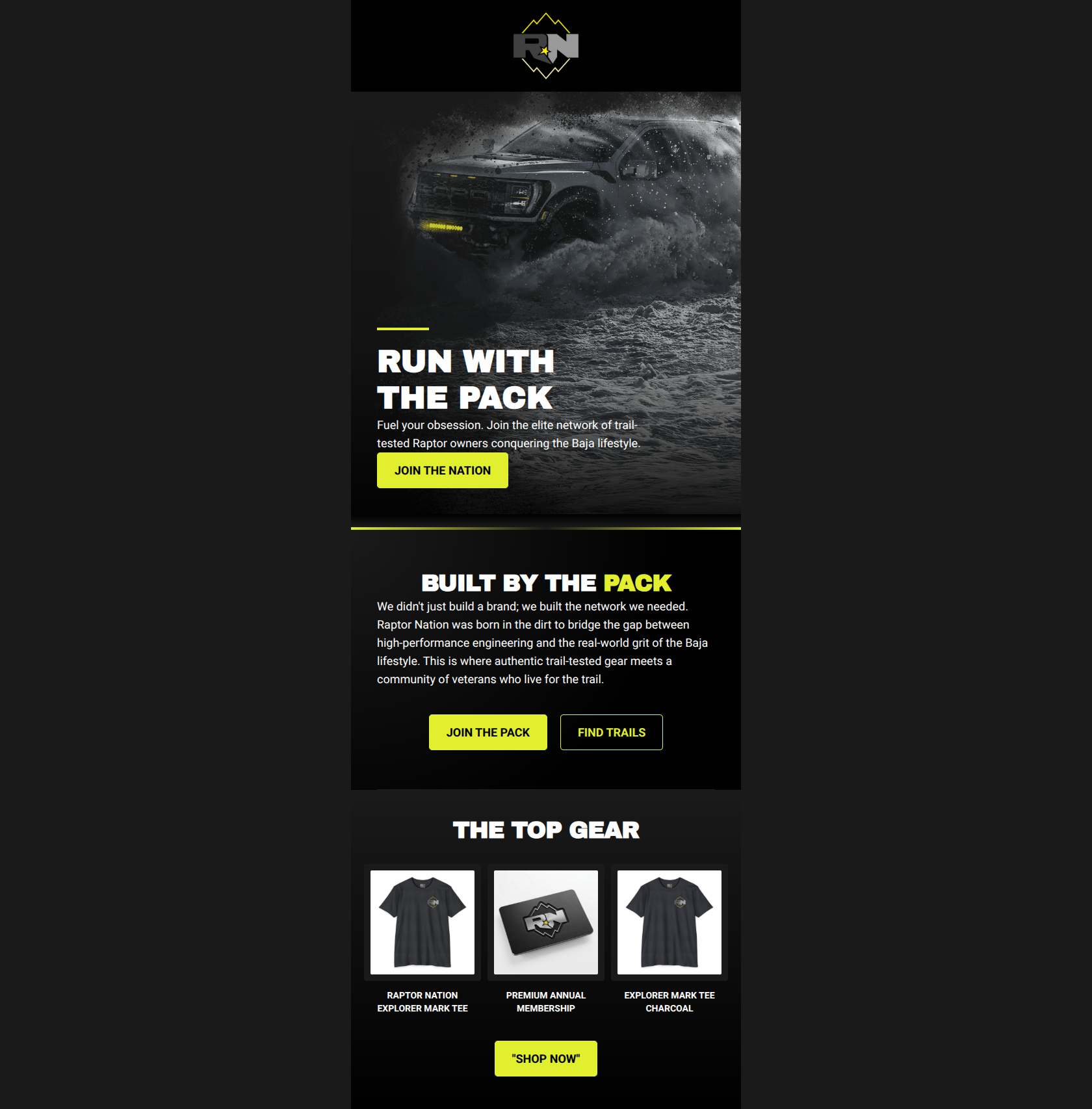Email design "Starter: Product promo — welcome starter template " for Raptor Nation