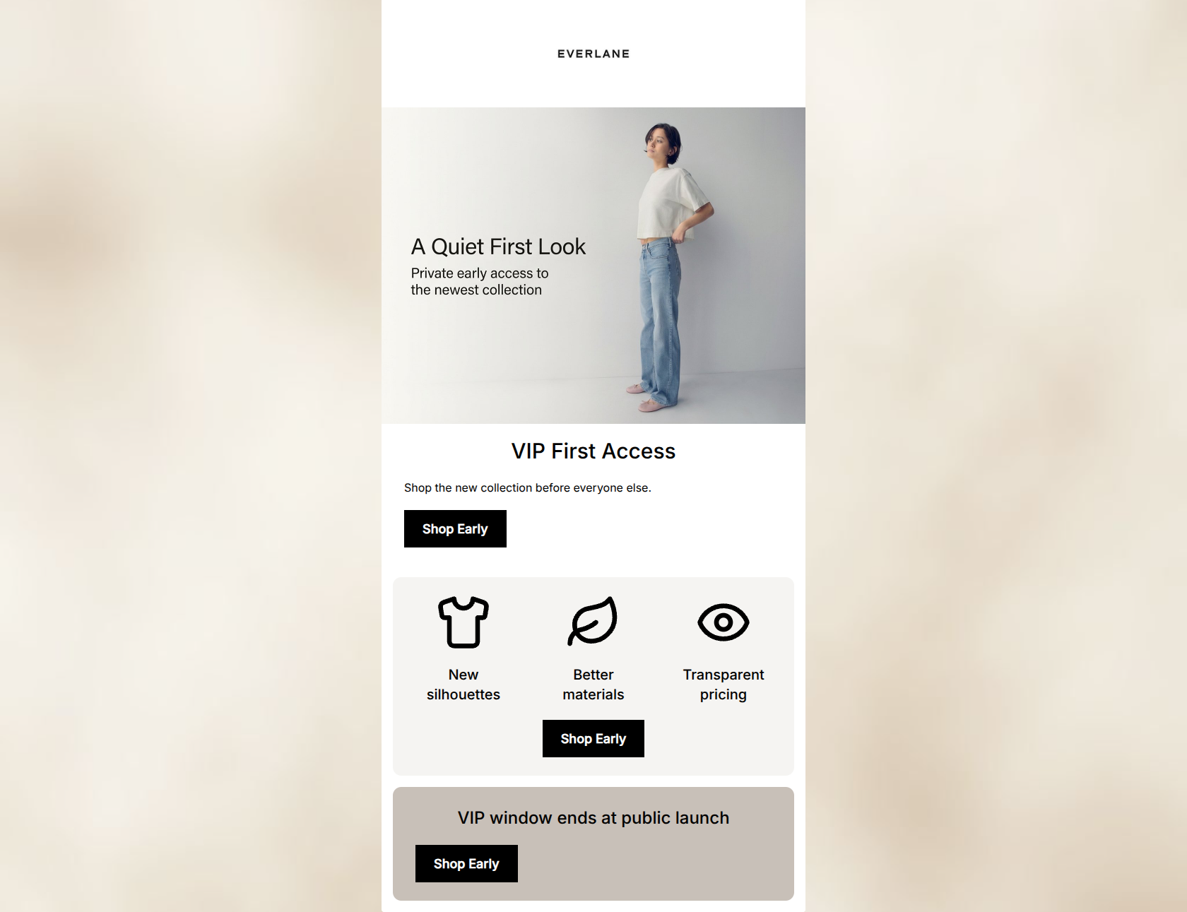 Email design: VIP Early Access Starts Now