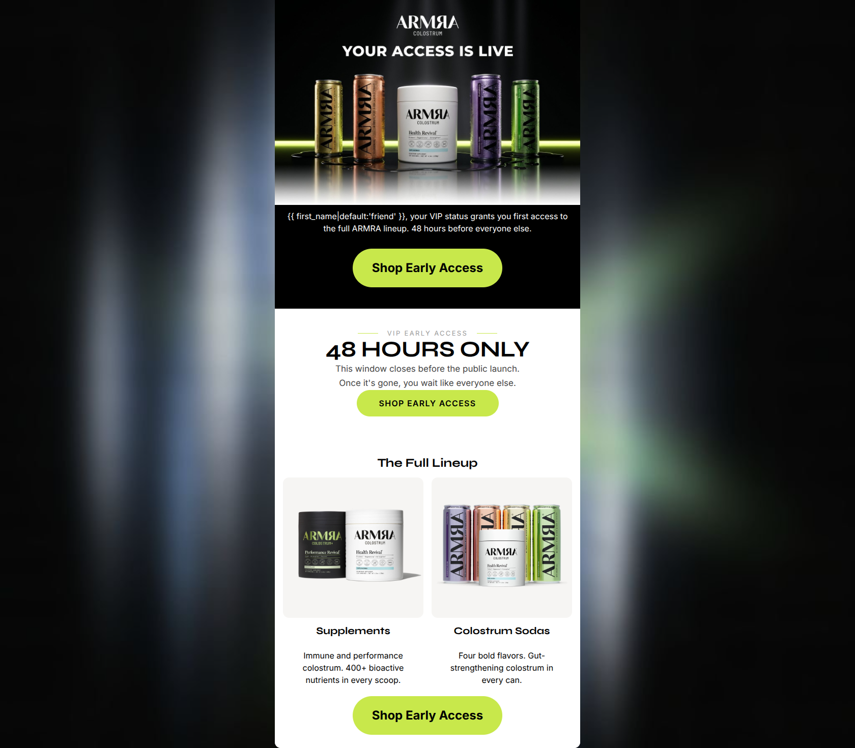 Email design: You're in. Early access starts now.