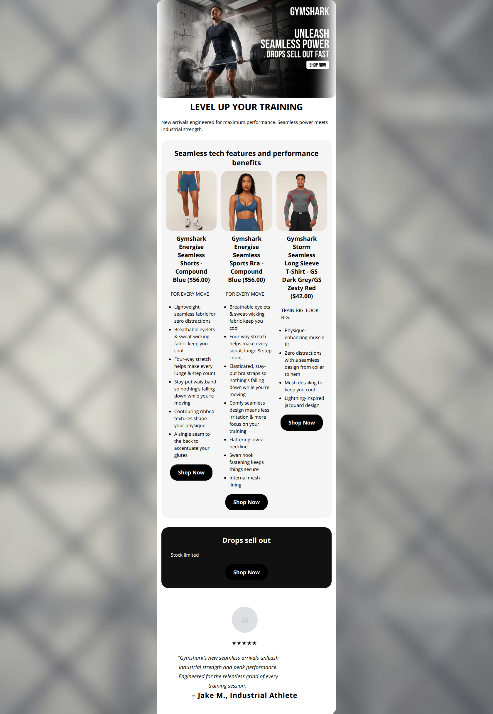 Email design: LEVEL UP: New Arrivals Drop