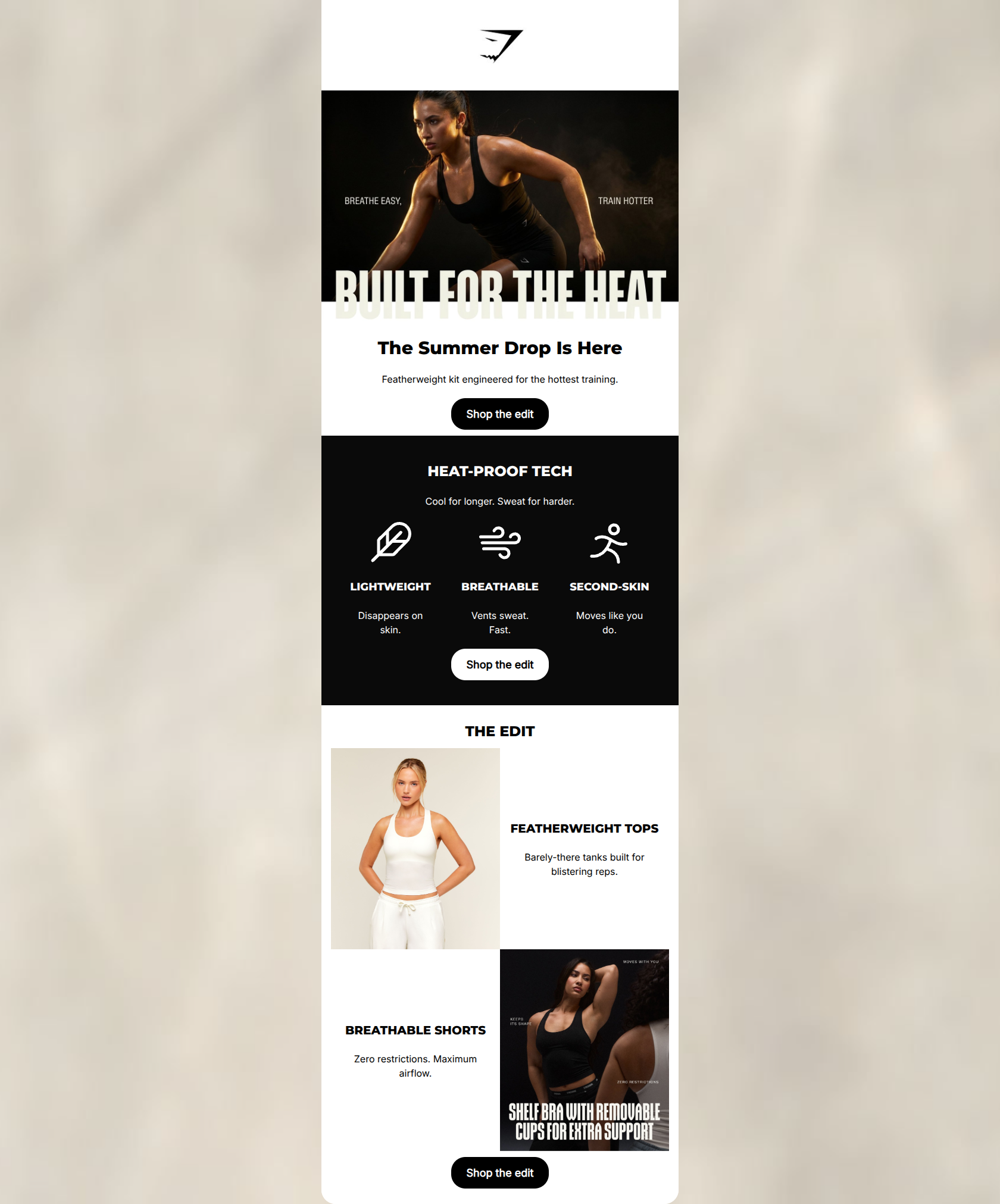 Email design: Train hot. Stay cool.