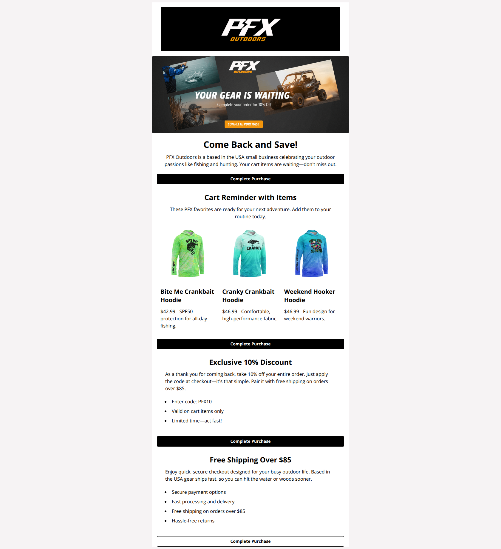 Email design: Hey, Your Cart's Waiting! 10% Off