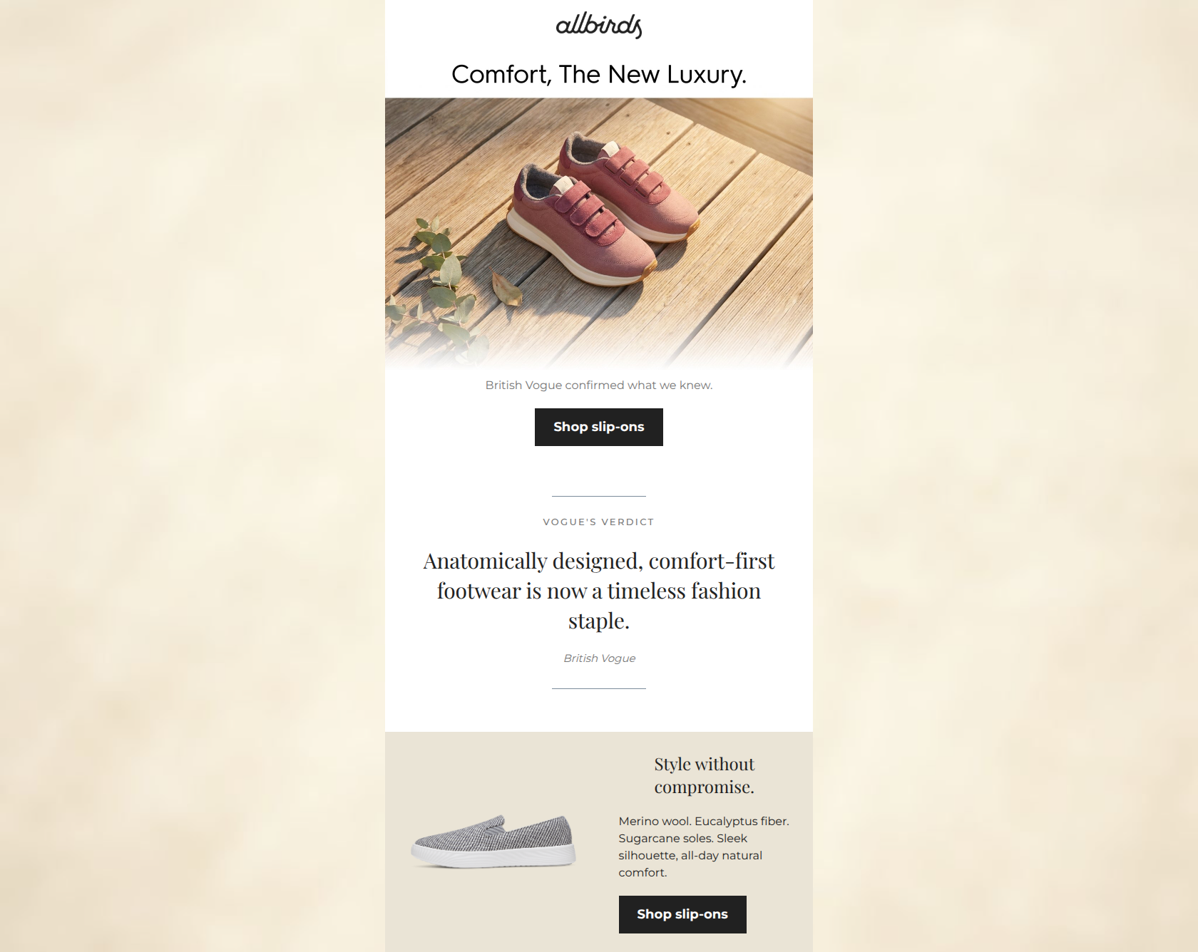 Email design: Why Comfort Is The Ultimate Luxury