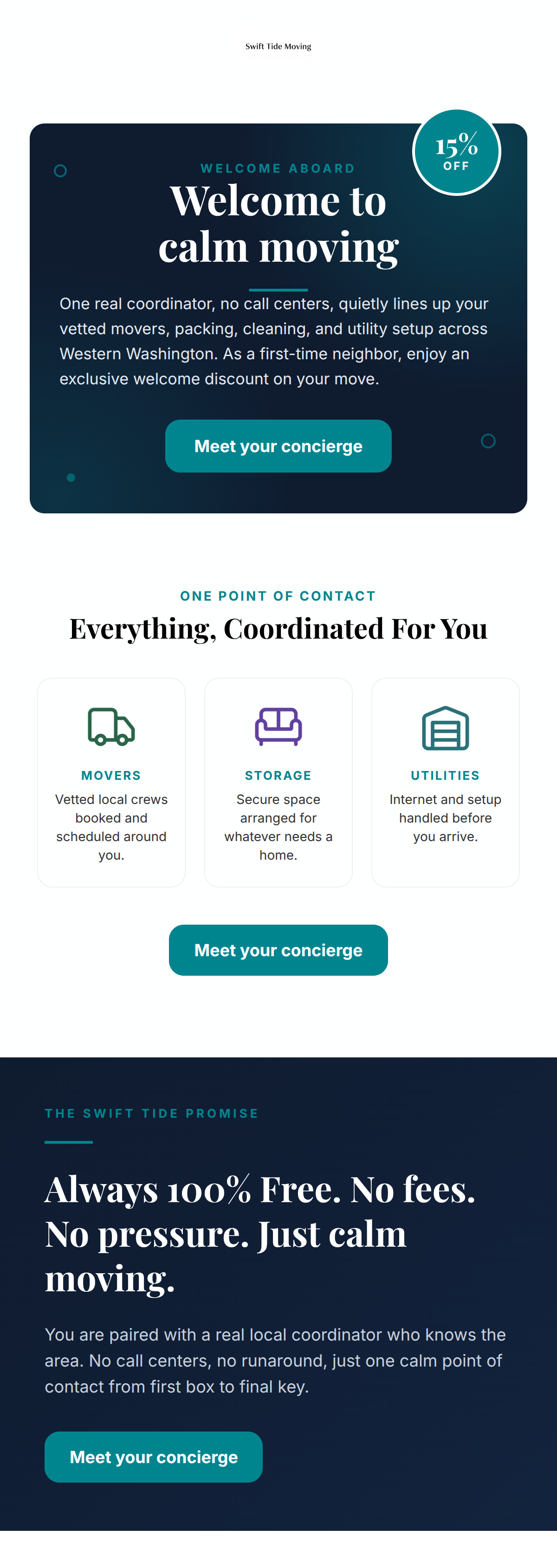 Email design: Welcome aboard. Your calm move starts here.