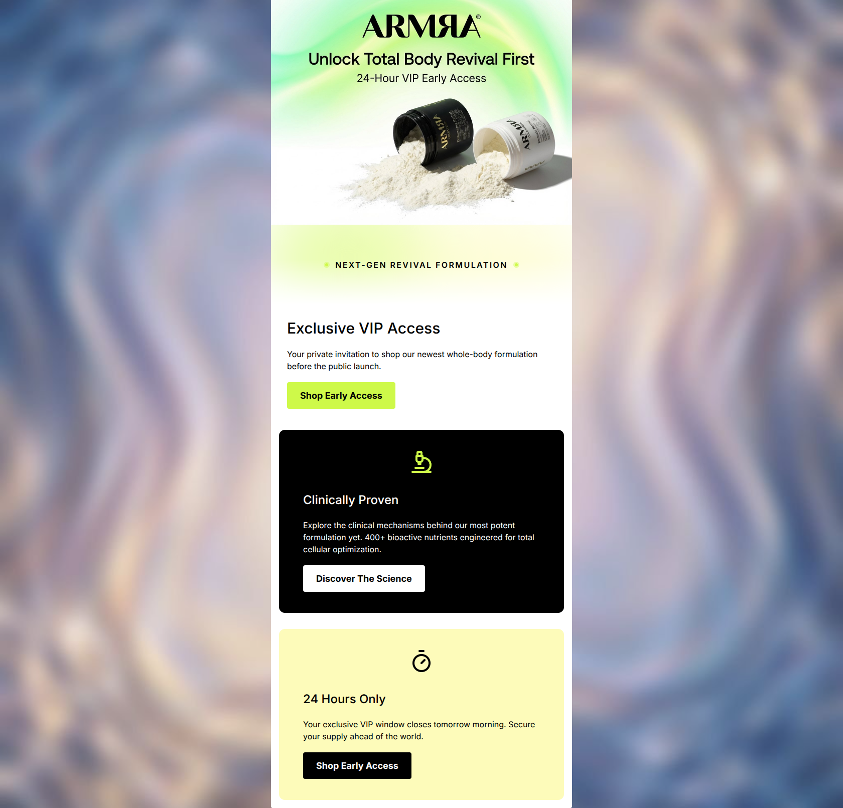 Email design: VIP exclusive: Shop our newest innovation first