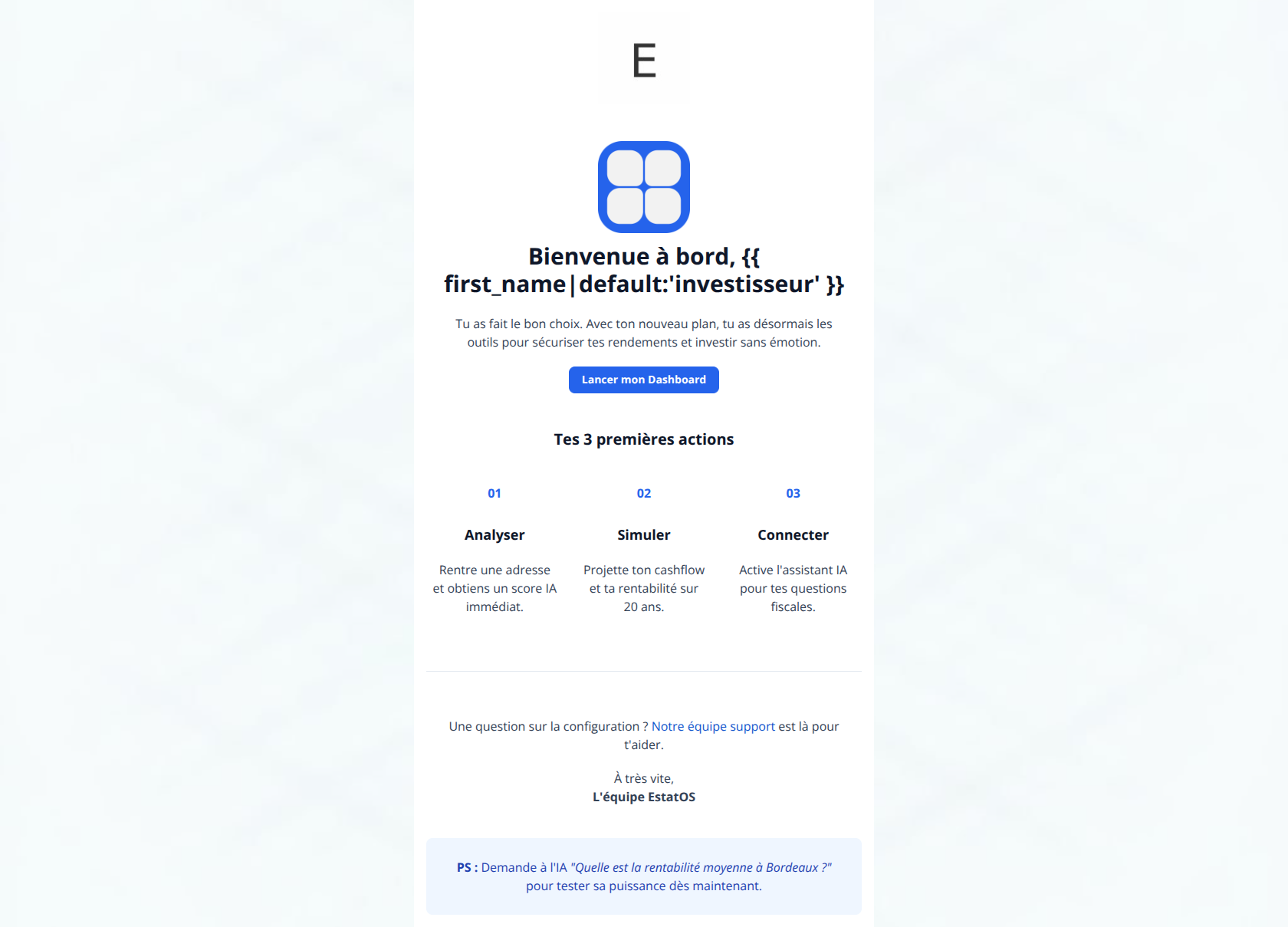Email design: Ton compte EstatOS est activé
