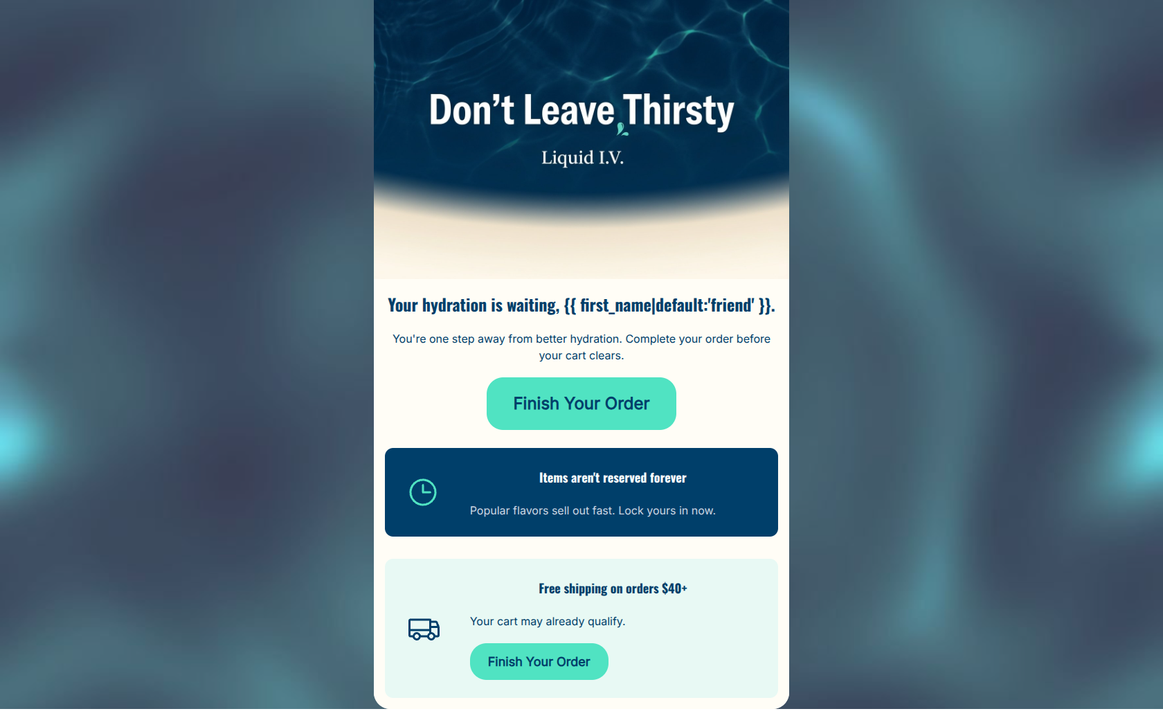 Email design: You left hydration behind