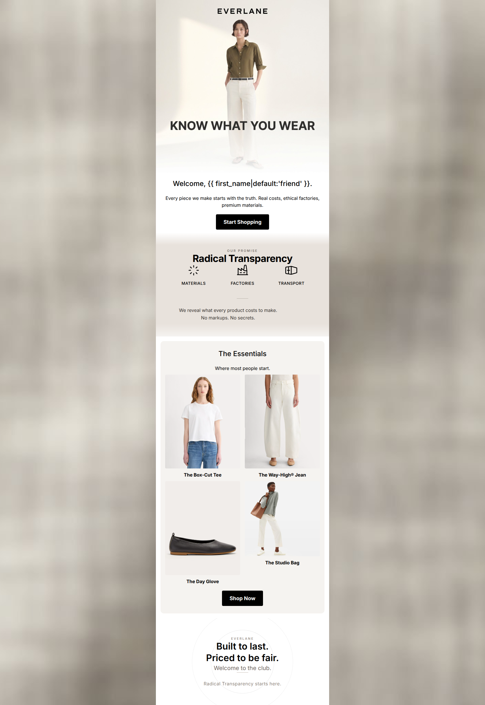 Email design: Welcome to Radical Transparency.