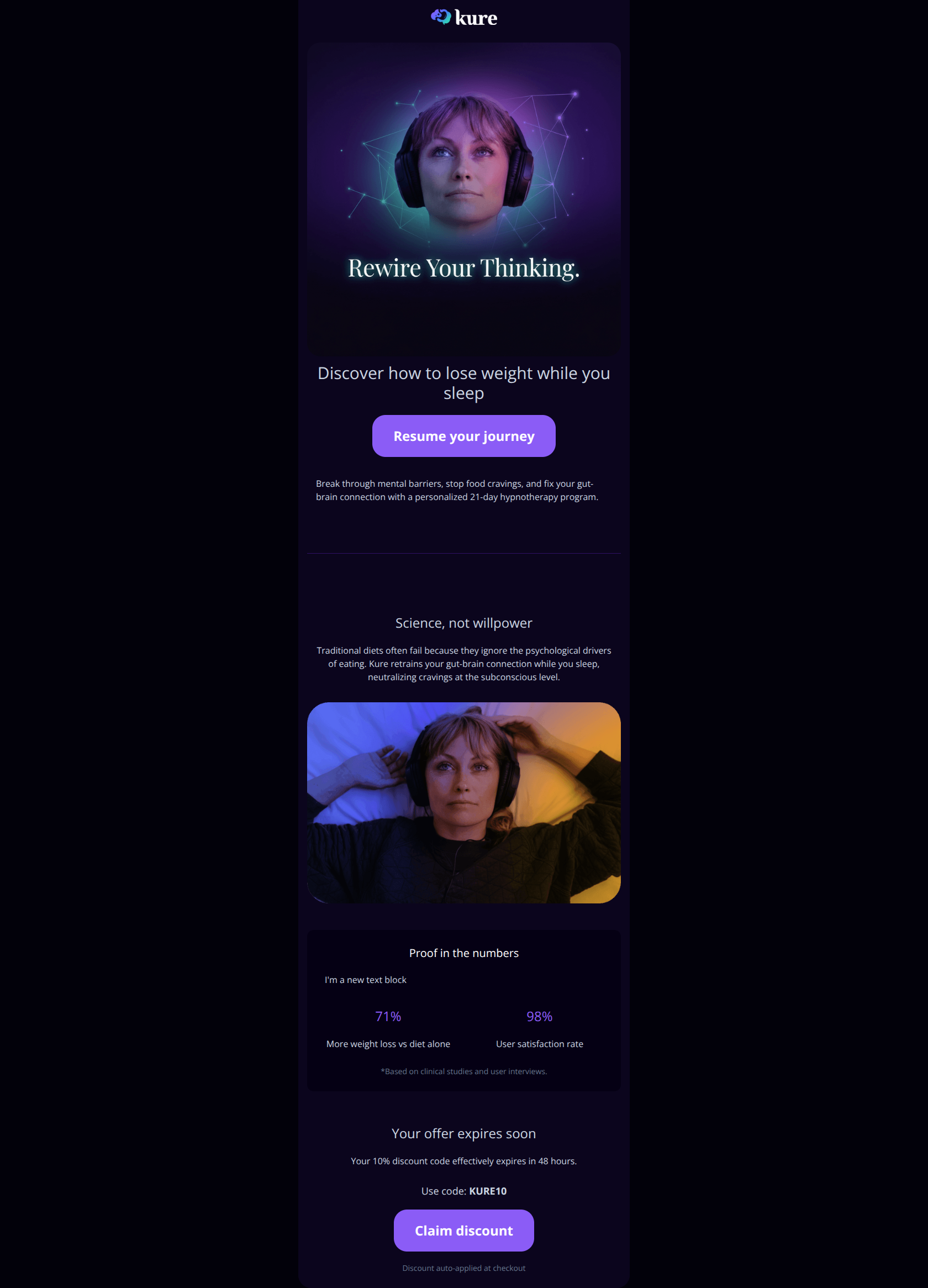 Email design: Your personalized sleep plan is waiting (10% off)