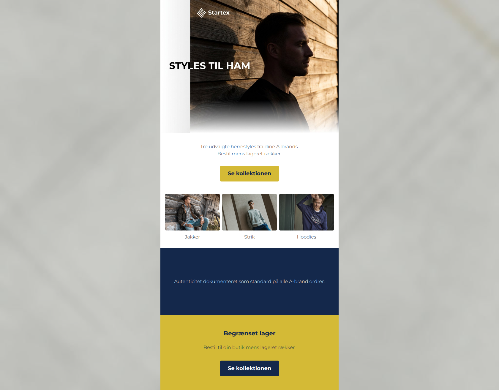 Email design: Begrænset lager — styles til ham