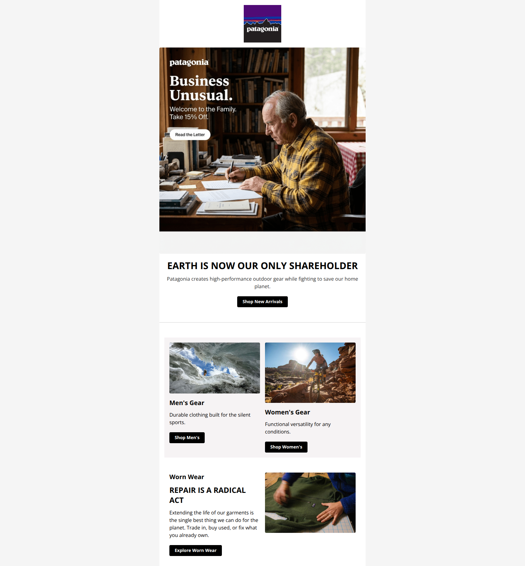 Email design: Welcome! 15% Off Your First Order