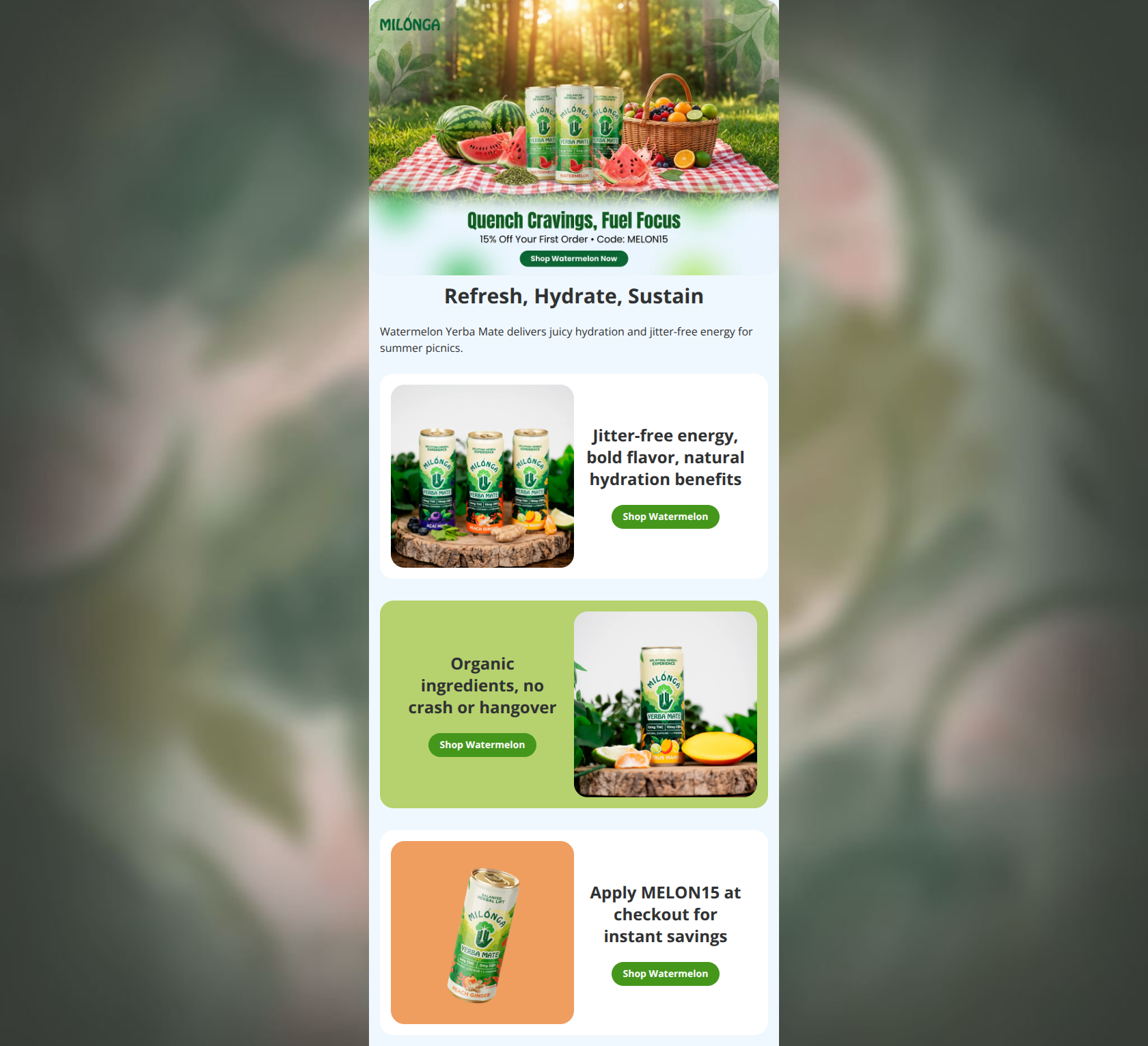 Email design: Refresh with Watermelon – 15% Off