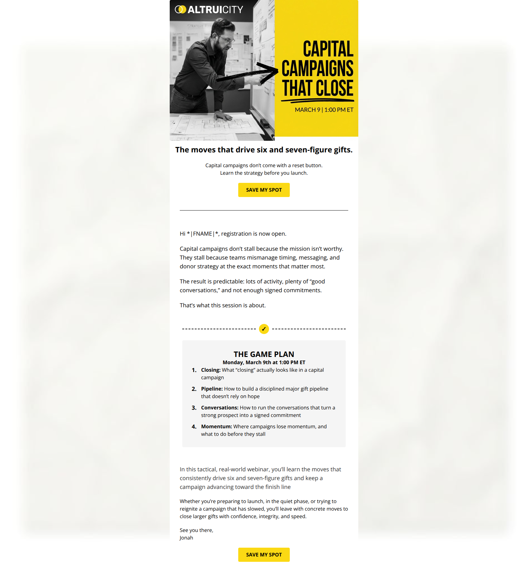 Email design: Registration Open: Capital Campaigns That Close