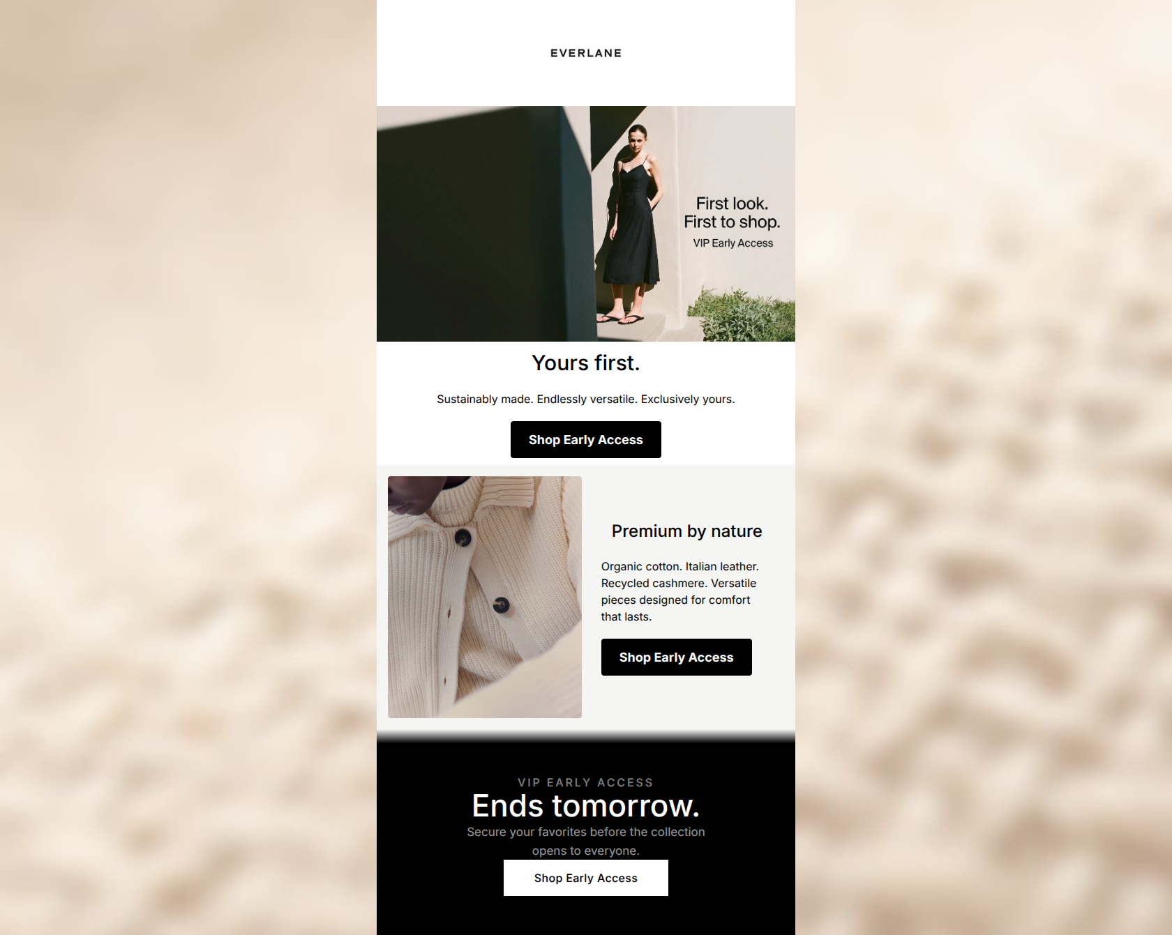 Email design: VIP Early Access: The New Collection