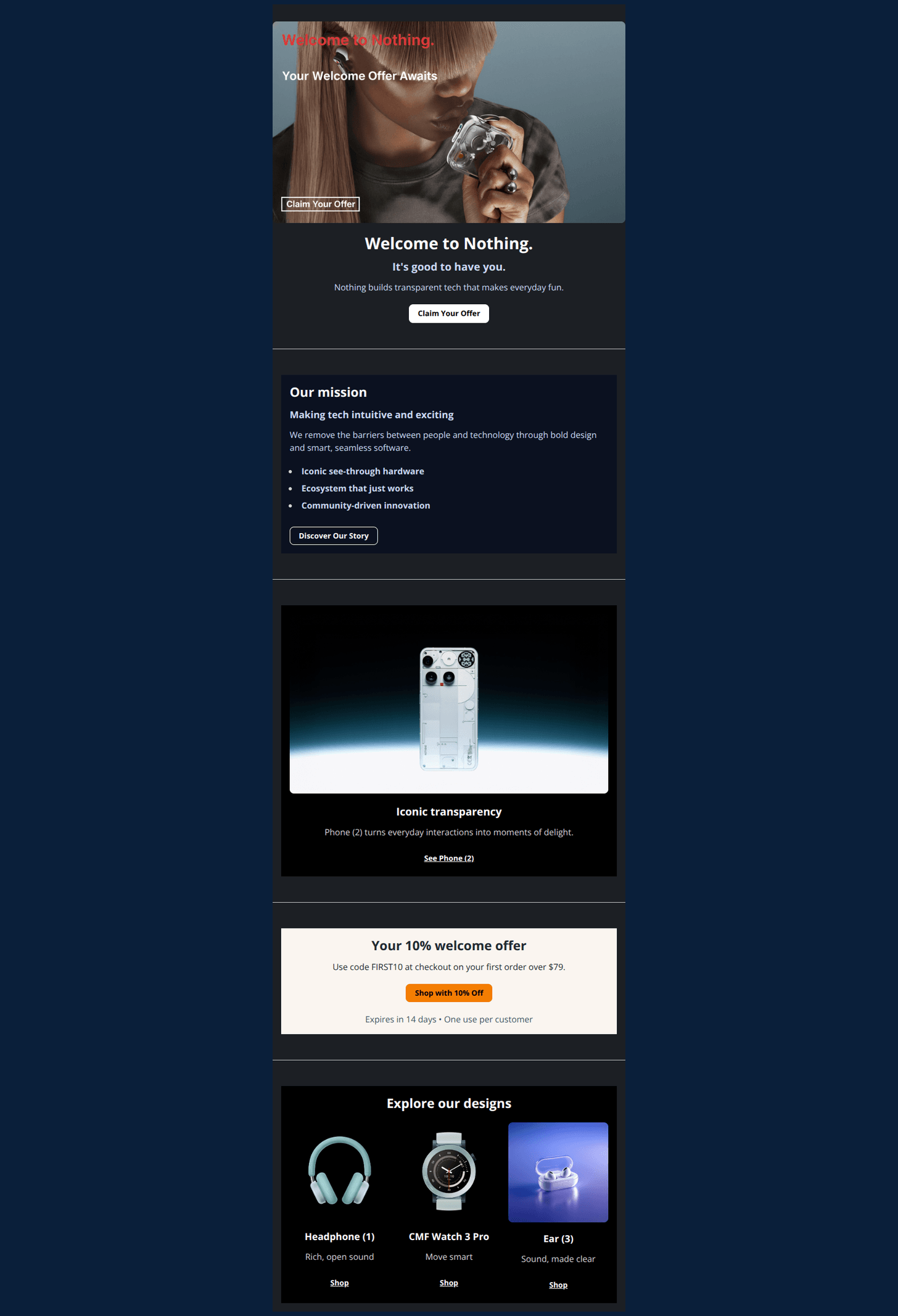 Email design: Welcome to Nothing. ๐