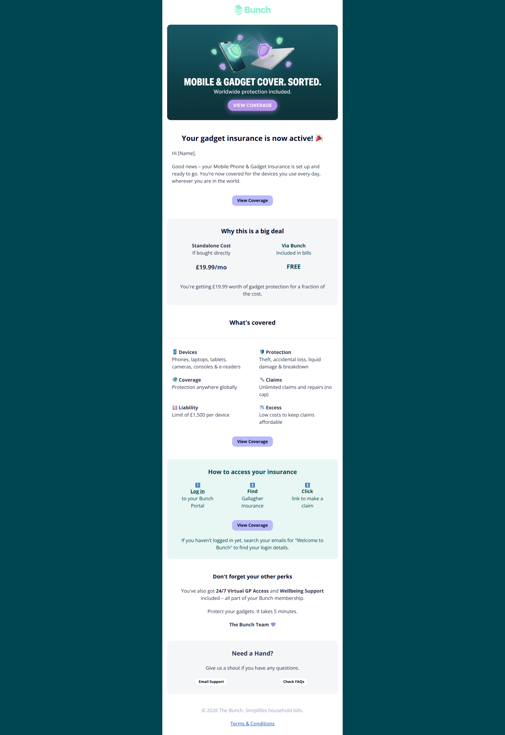 Email design: Your gadget insurance is active 📱