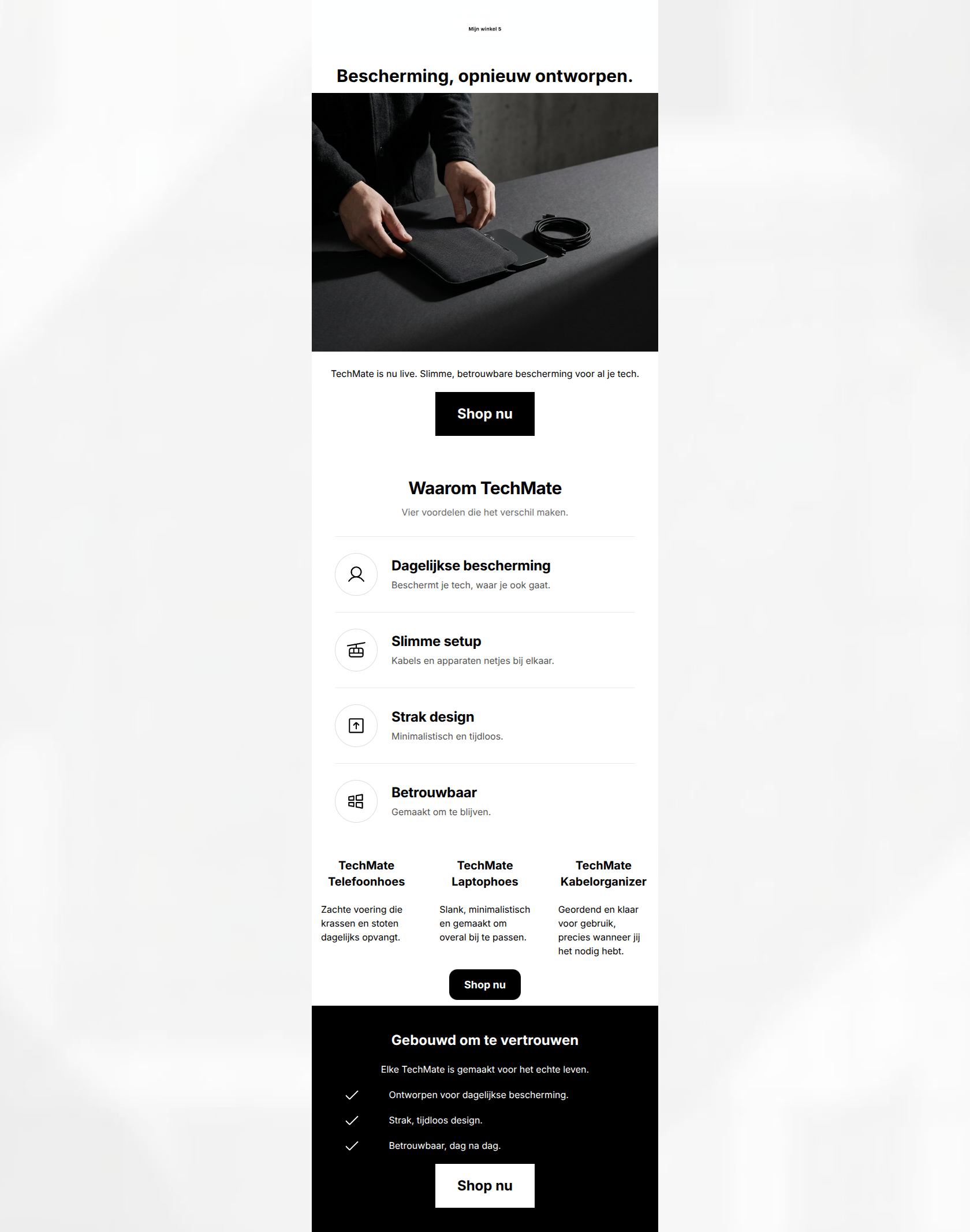 Email design: TechMate is nu live.