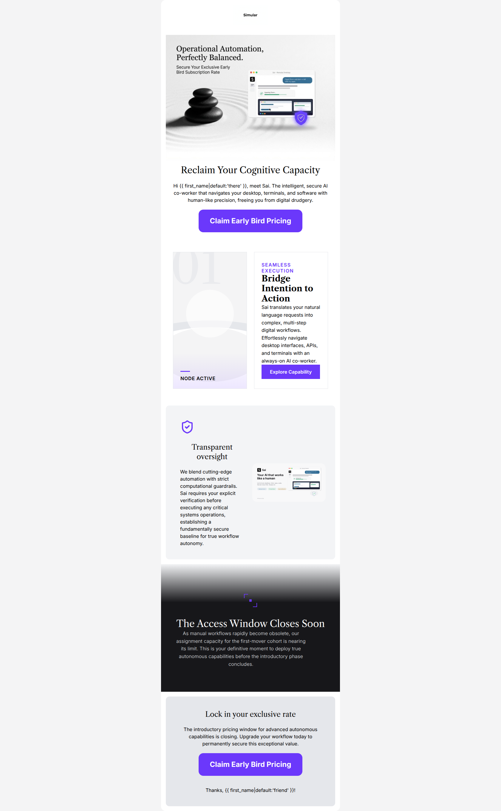 Email design: Meet Sai: Your autonomous AI co-worker.