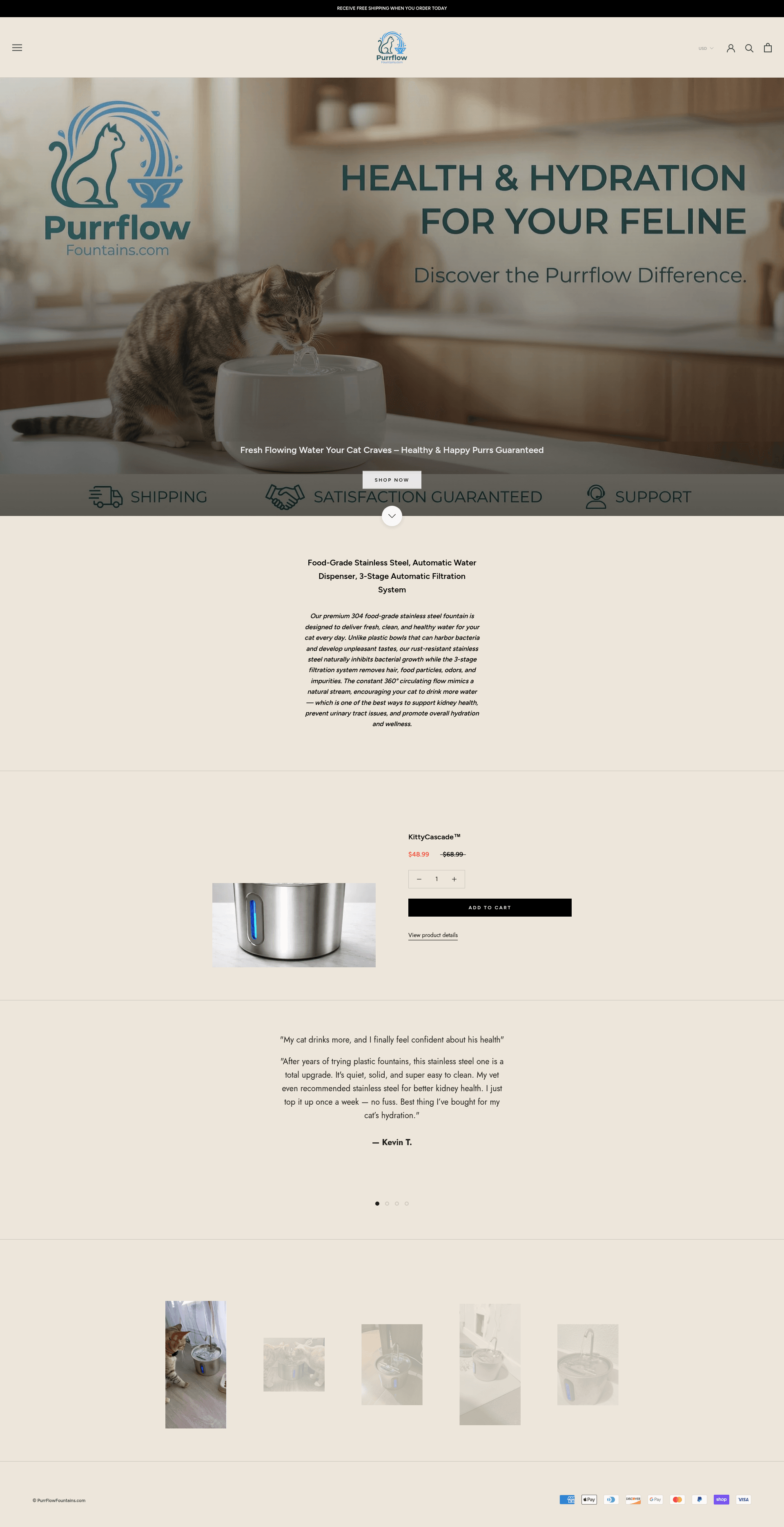 Screenshot of PurrFlow Fountains