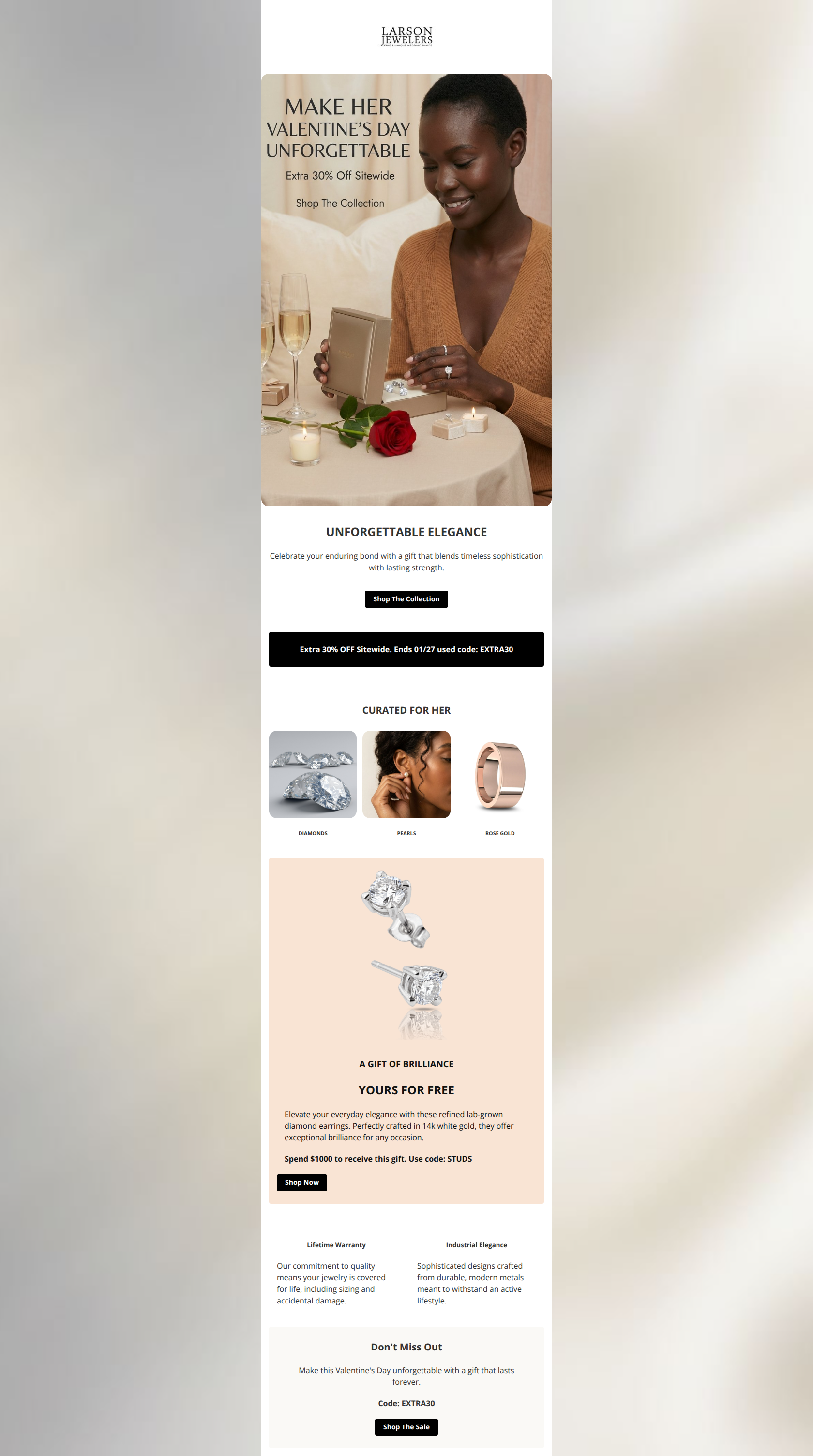 Email design: Make Her Valentine's Day Unforgettable