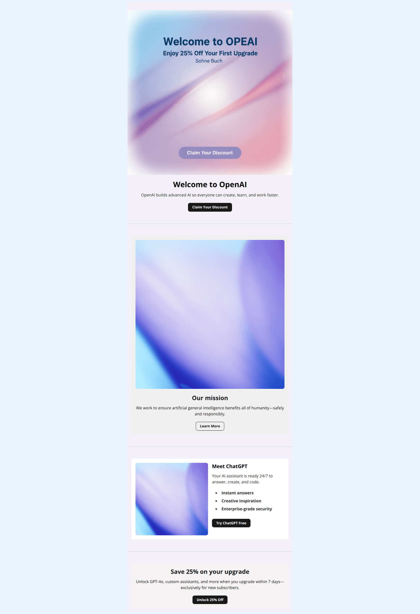 Email design: Welcome! Your First Gift Inside π
