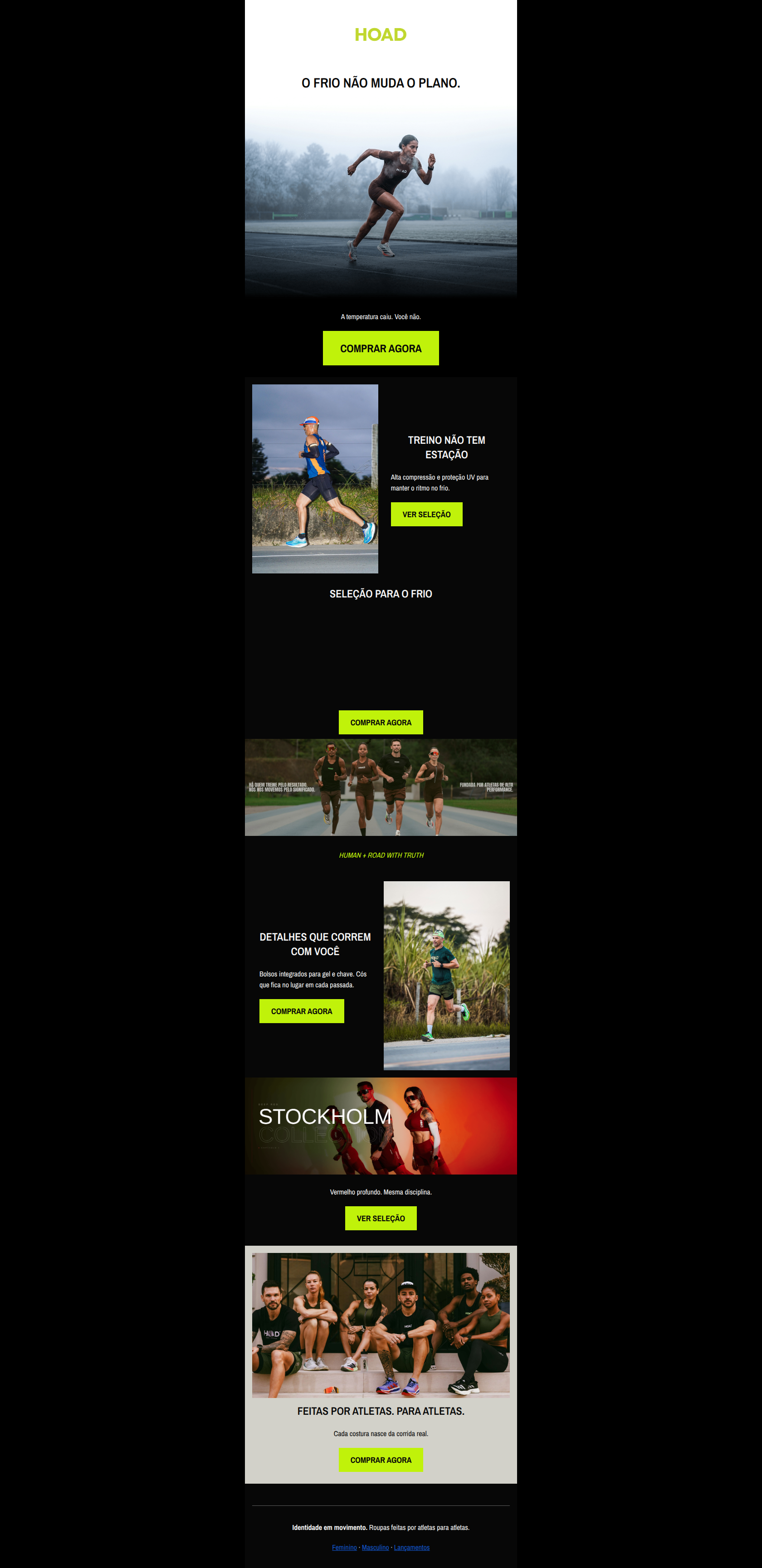 Email design: Performance gear designed by athletes, for athletes.