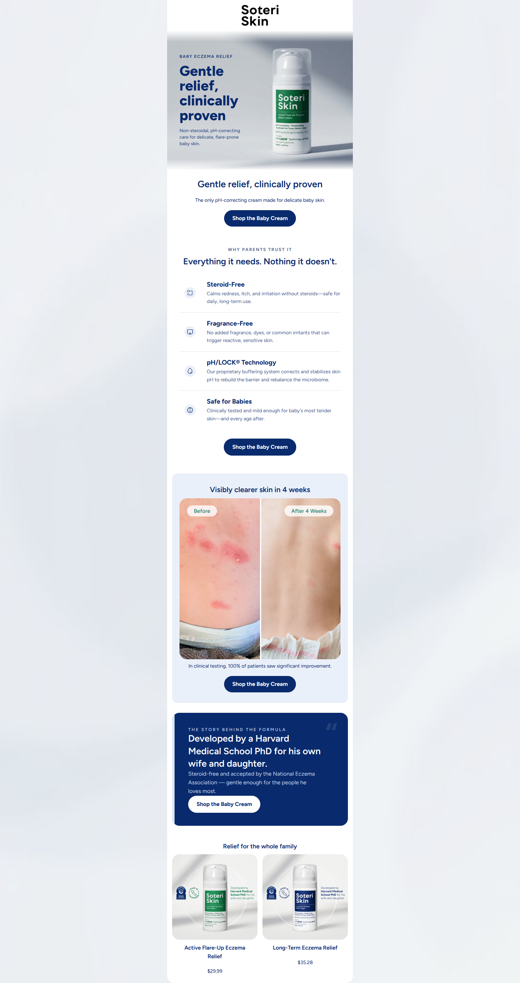 Email design: Gentle, clinically proven relief for baby eczema