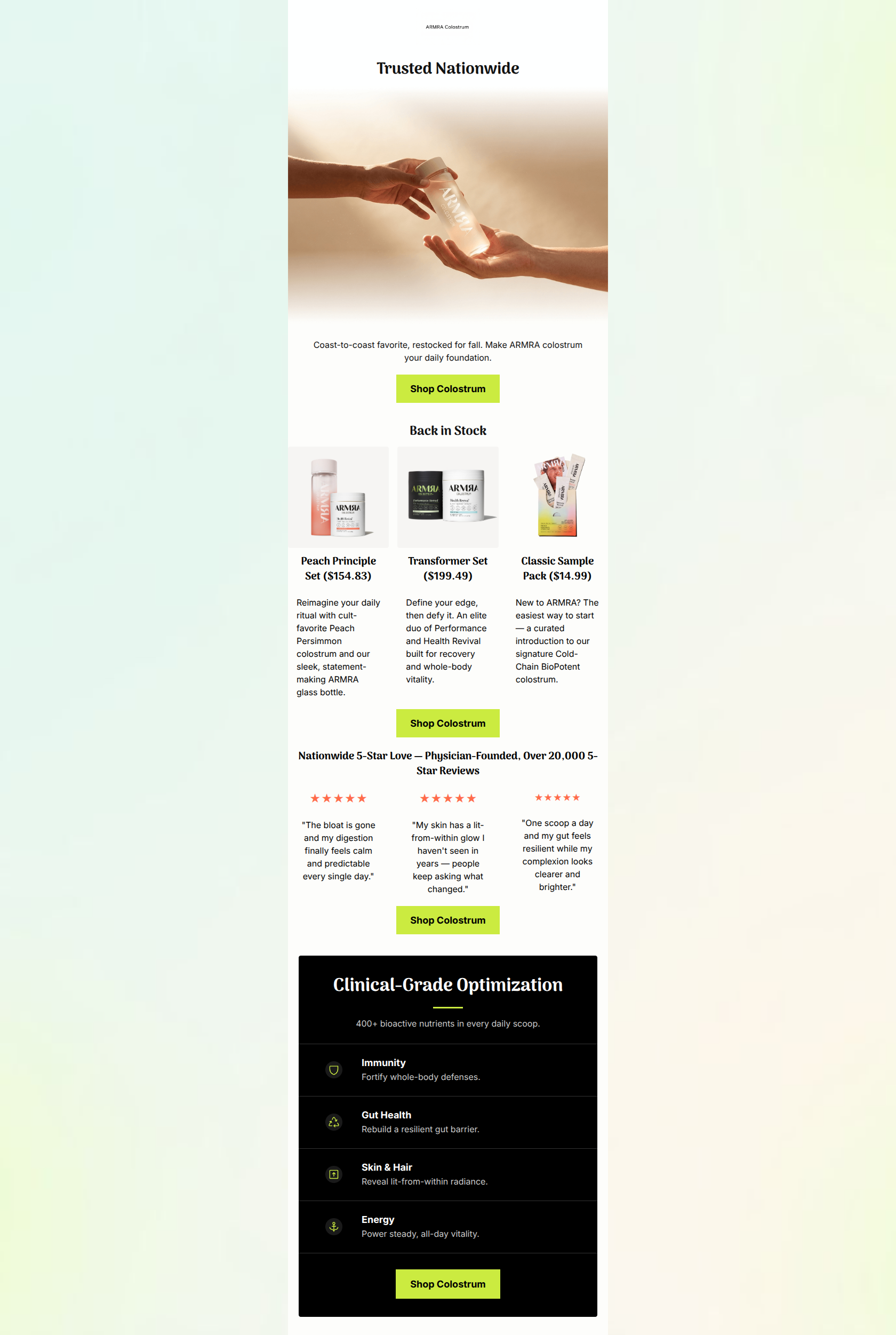 Email design: Trusted nationwide — and back in stock