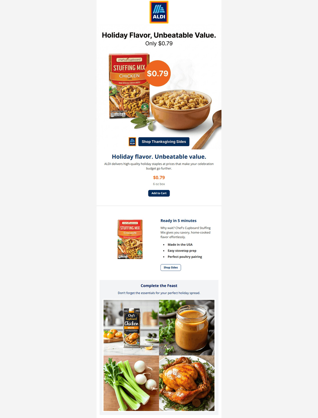 Email design: Holiday stuffing for just $0.79?! π¦