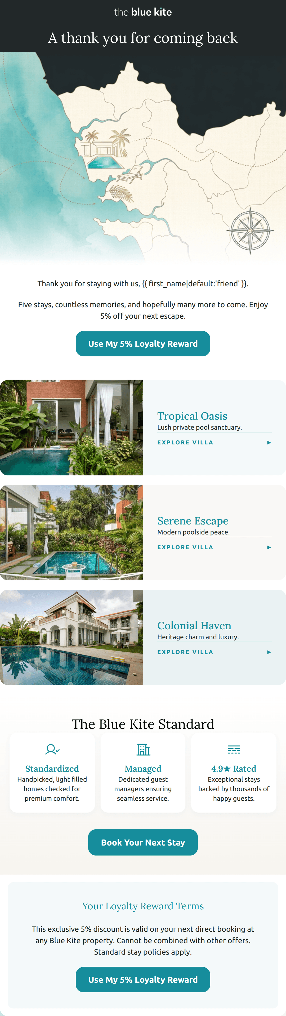 Email design: Five stays with us deserves a little something back