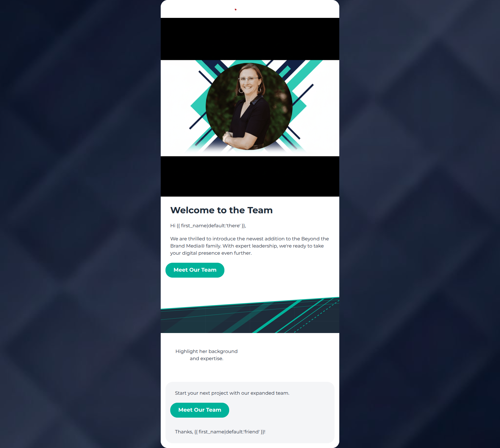 Email design: Big News: Meet Our New General Manager
