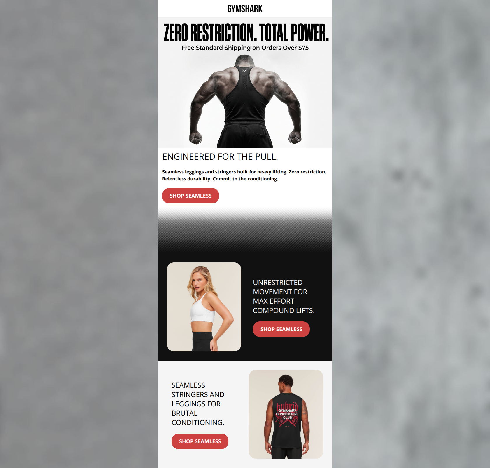 Email design: ZERO RESTRICTION. RELENTLESS DURABILITY.