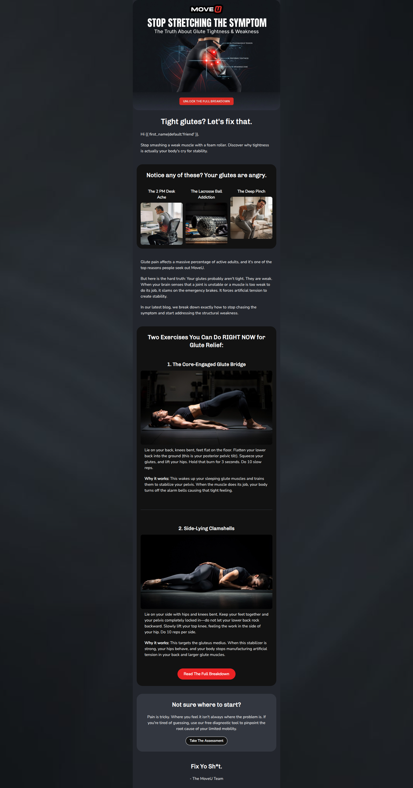 Email design: So... your glutes feel tight.