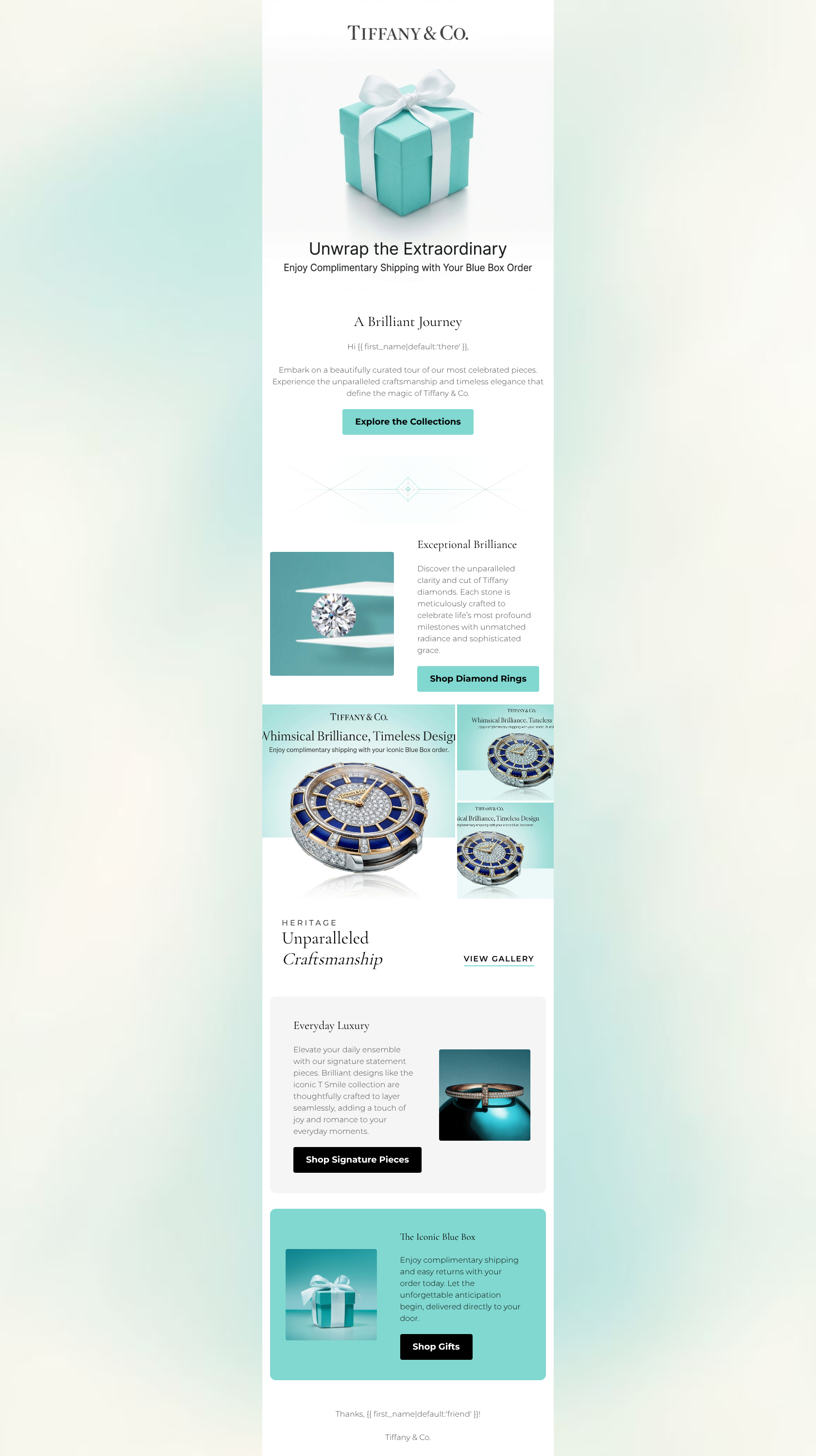 Email design: A Curated Tour of Tiffany Collections