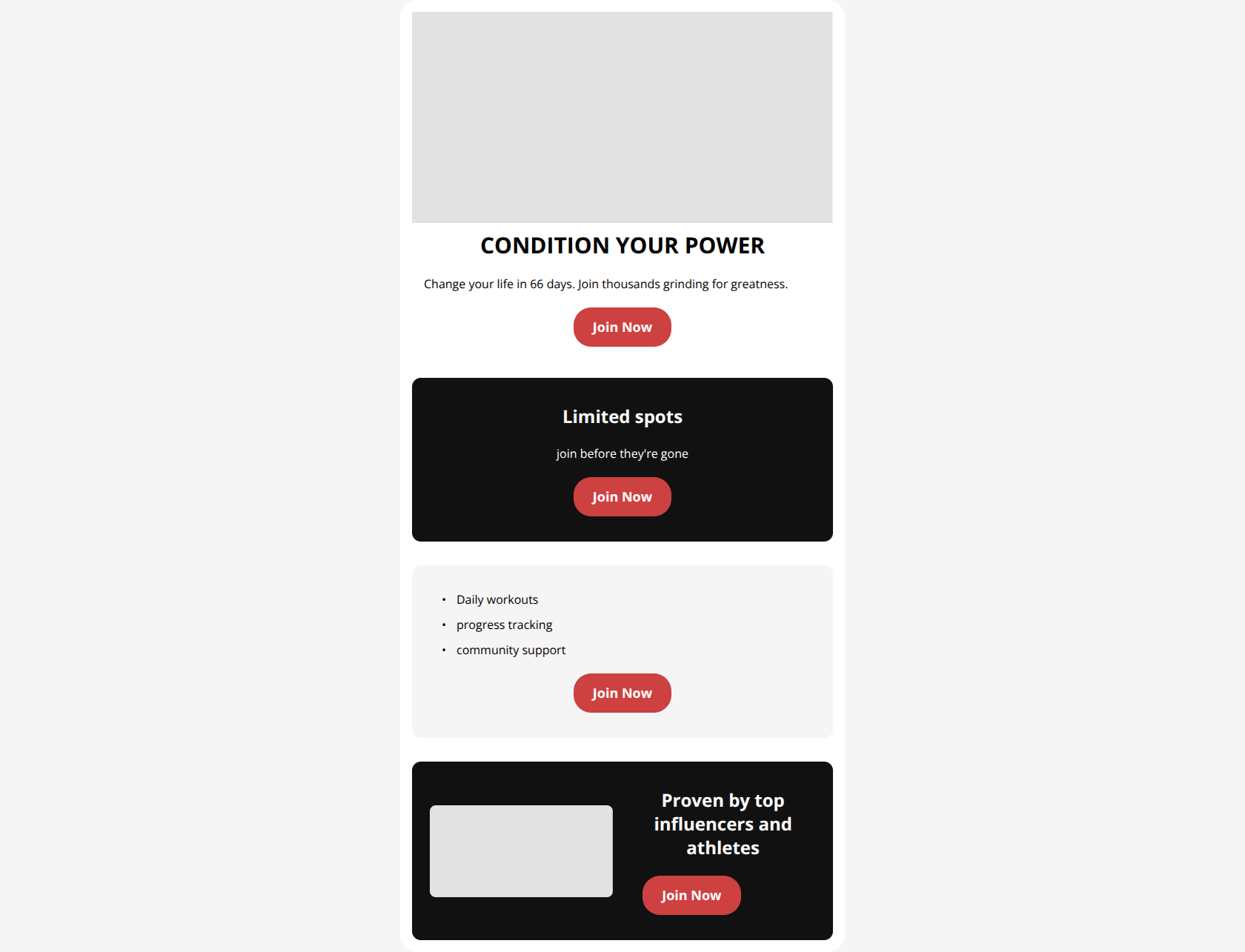 Email design: 66 Days to Peak Conditioning