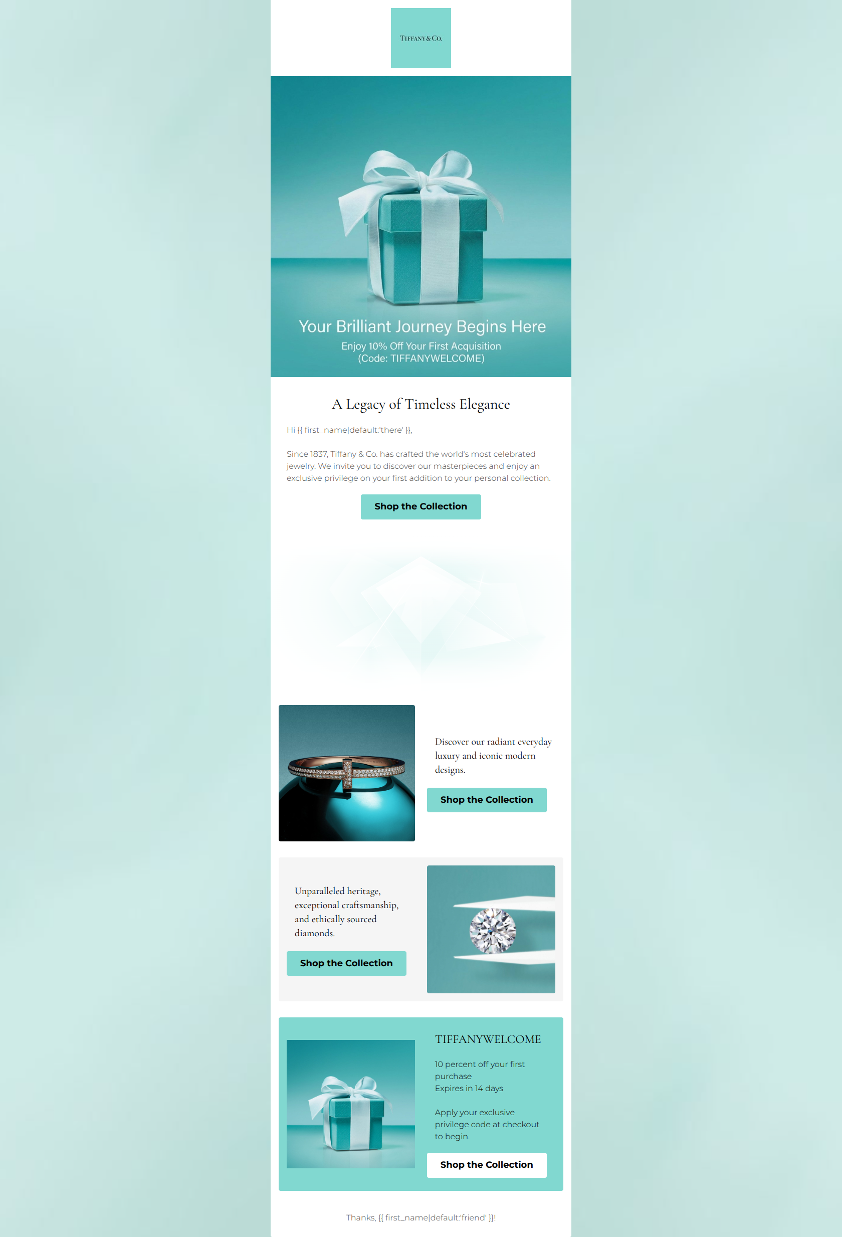 Email design: Welcome to the World of Tiffany & Co.