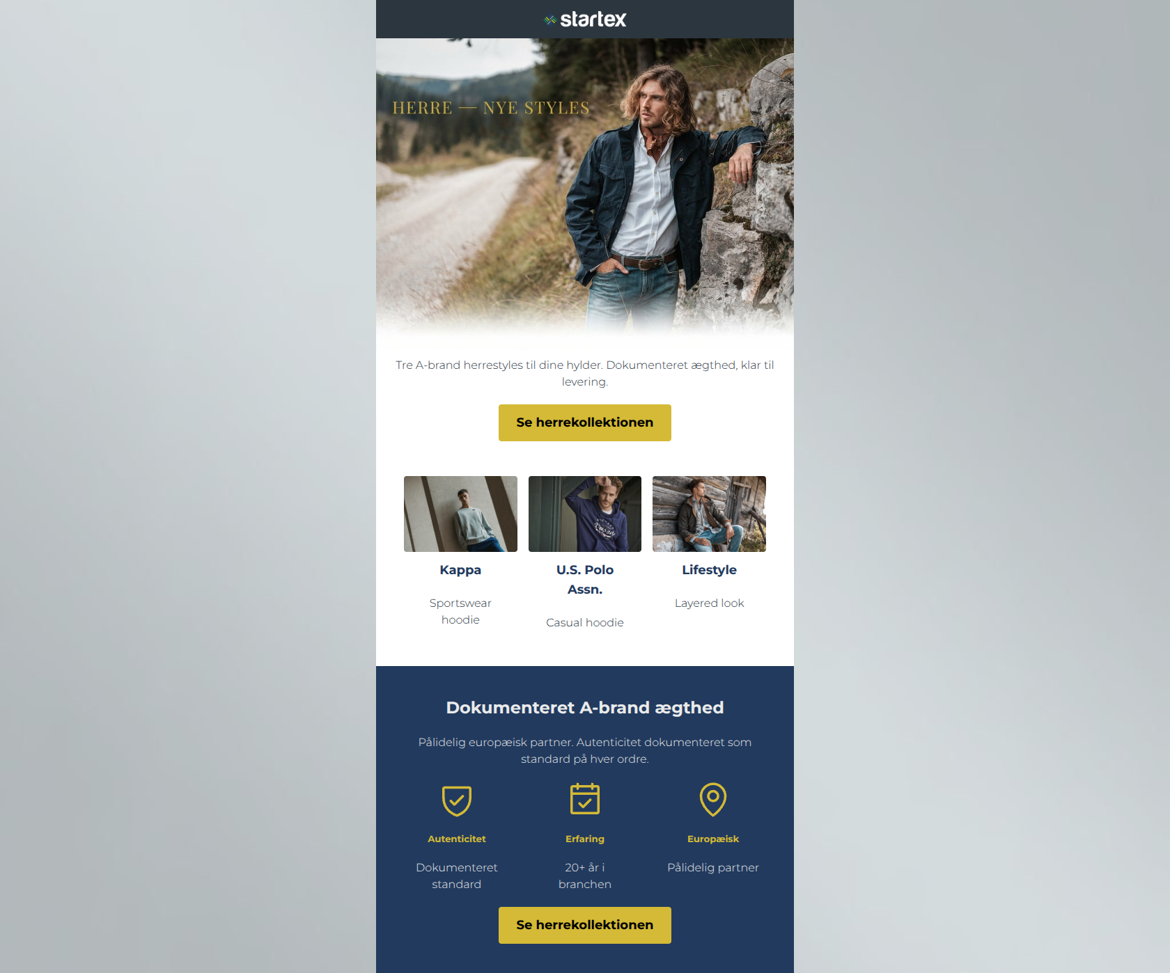 Email design: Tre A-brand herrestyles til dine hylder