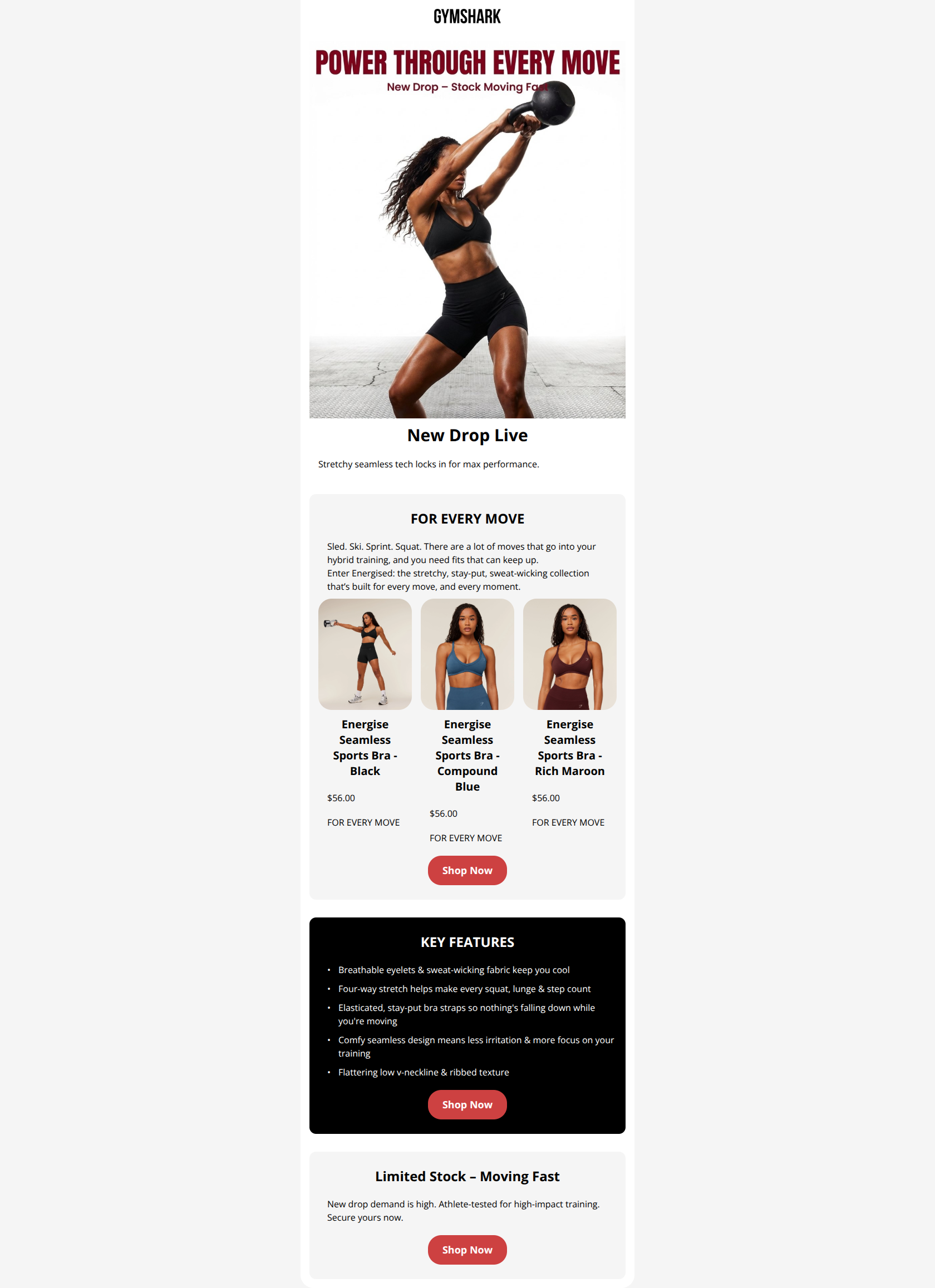 Email design: New Energise Dropped – Crush Workouts