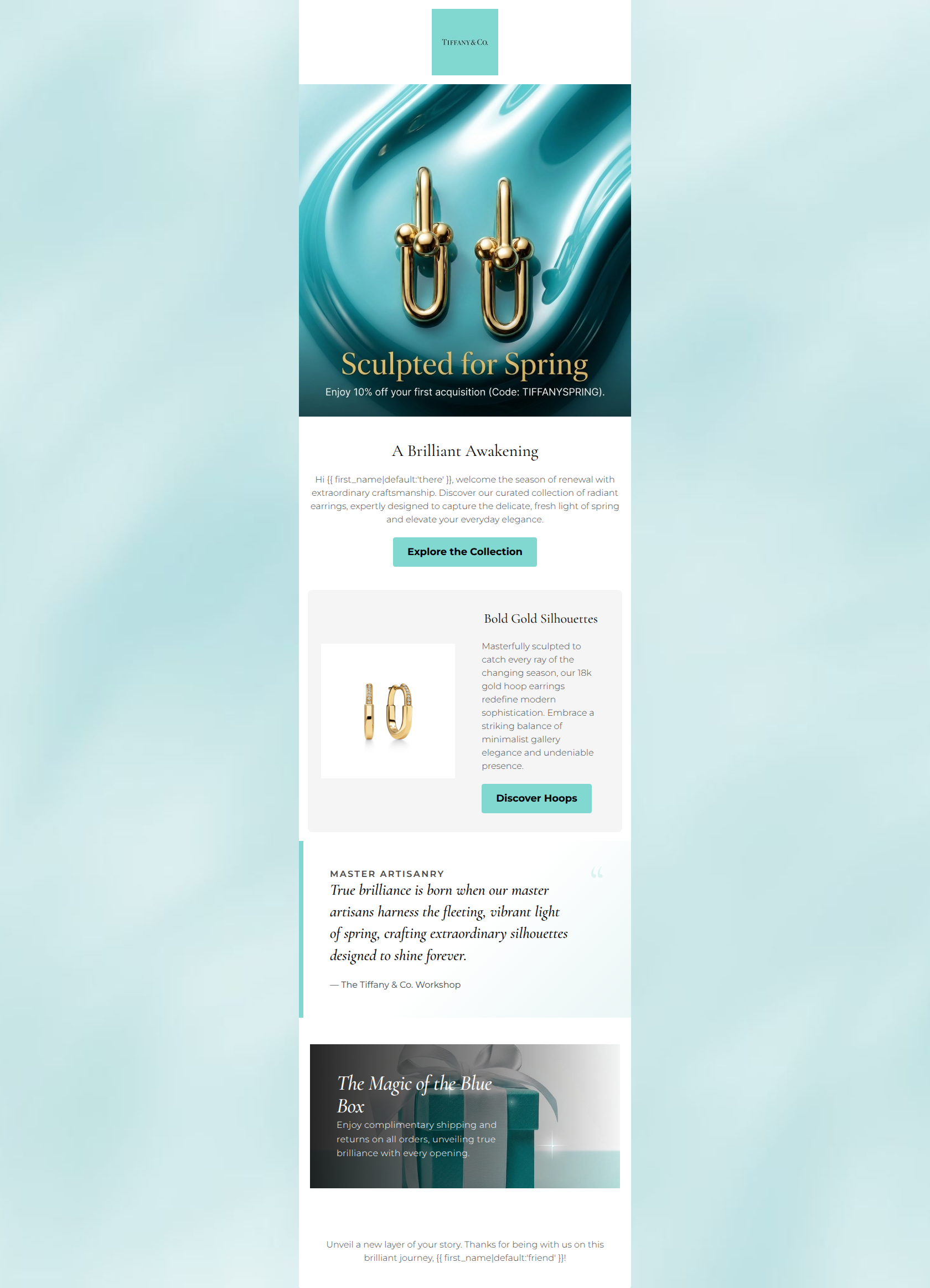 Email design: Radiant Spring Arrivals: Extraordinary Tiffany Ear